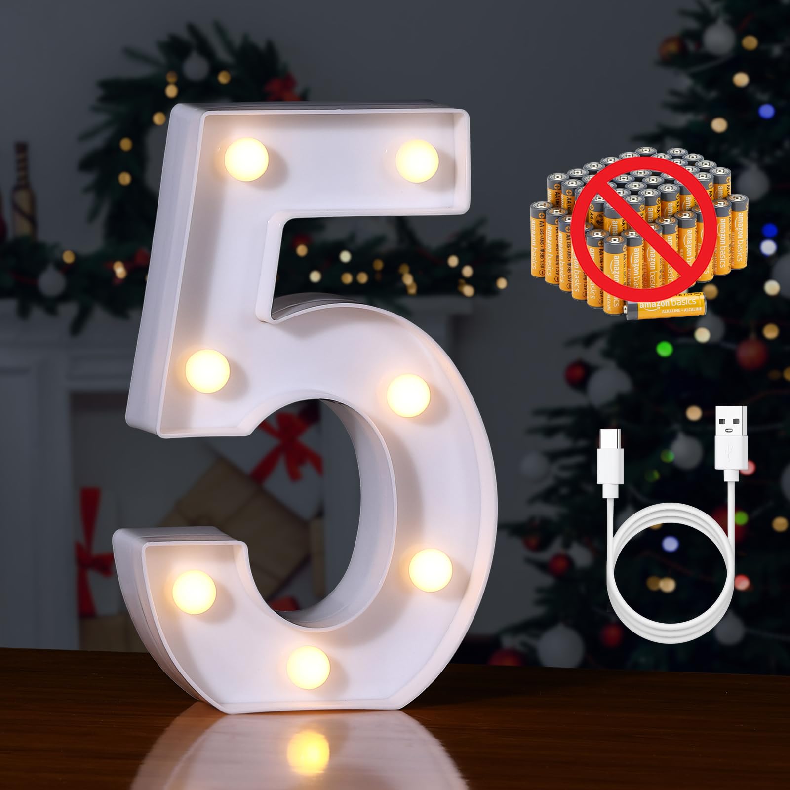 Foaky Rechargeable LED Letter Lights Sign Marquee for Weddings, Birthdays, Christmas, 5in Warm-Rechargeable Plastic