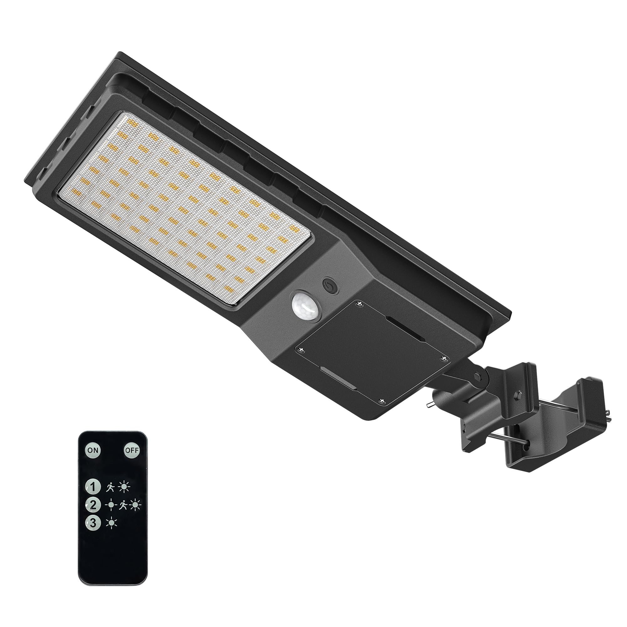 Cozeet Outdoor Solar LED Street Light, IP65 Waterproof, Motion Sensor, Remote Control, L-1 Pack, Black, Model COZEET-LD-HY-1PCS