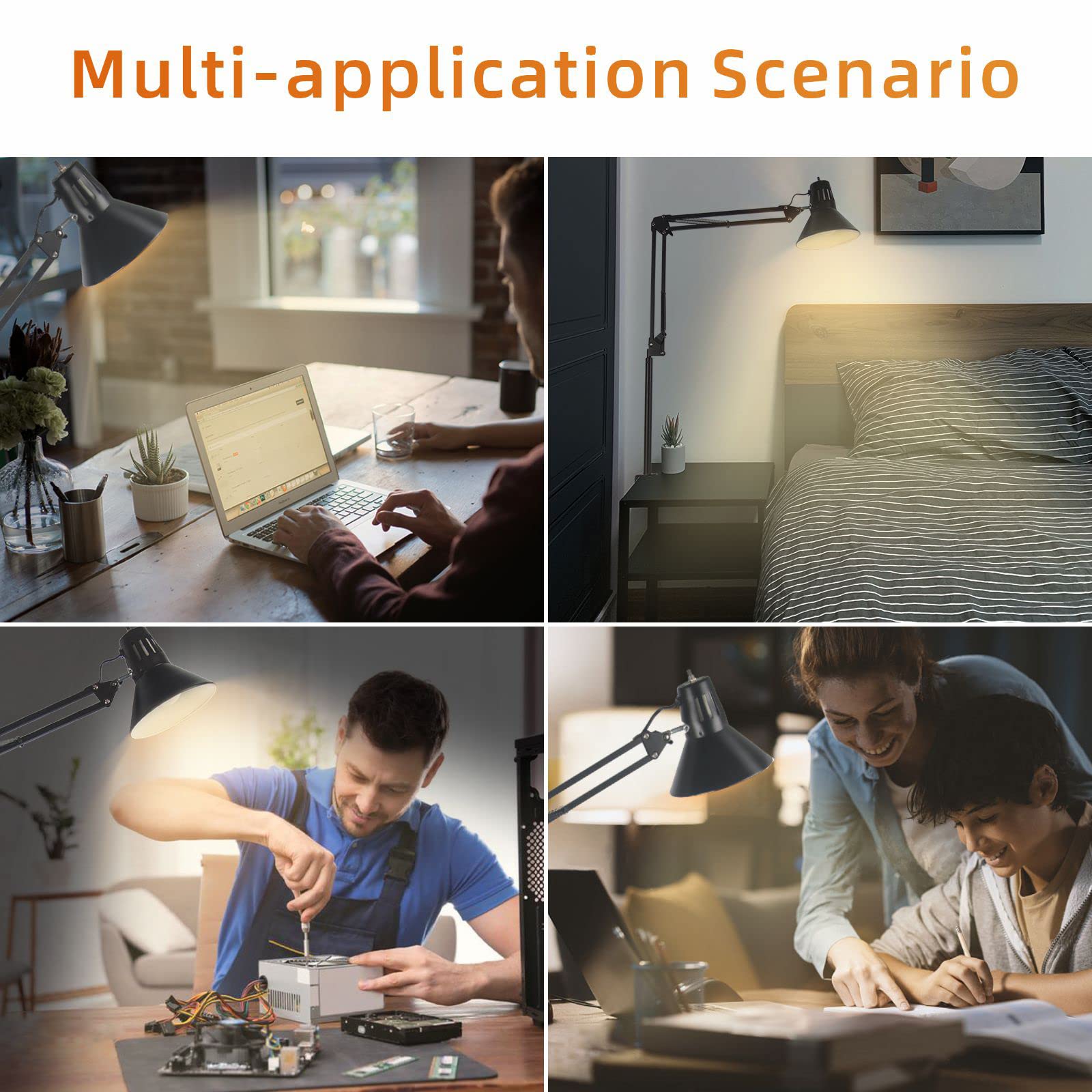 Hypool Extra Tall Black Desk Lamp - Eye-Caring Metal Swing Arm, Flexible Gooseneck, A19 E26 Bulb for Home Office, Reading, Garage