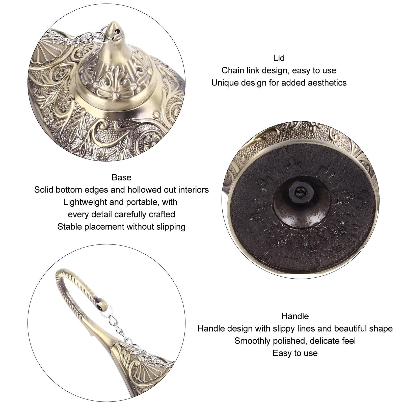 Zerodis Legend Lamp Magic Genie Wishing Light, Bronze Zinc Alloy Arabian Ornament, Vintage Design