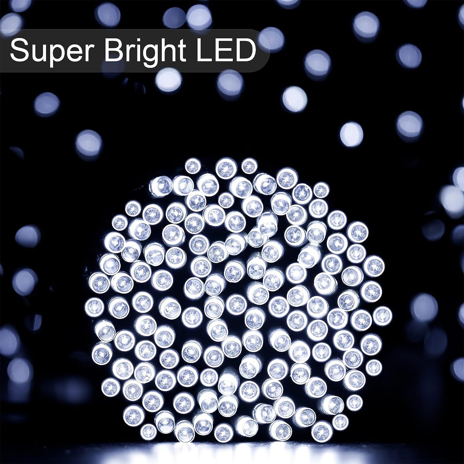 LALAPAO Solar String Lights 400 LED 144FT White Outdoor Waterproof Christmas Lights Model 840