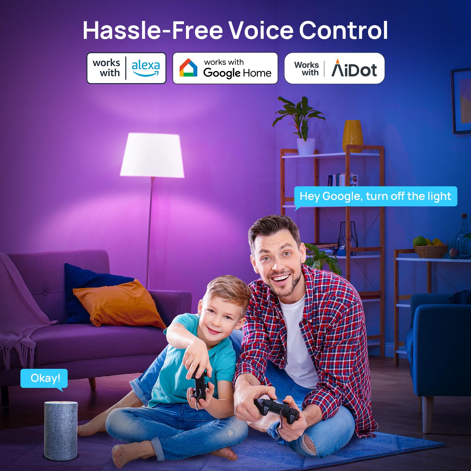 Consciot Smart Light Bulbs, Led Light Bulb That Works With Alexa & Google Home, Music Sync, Rgbtw Color Changing Light Bulb, A19