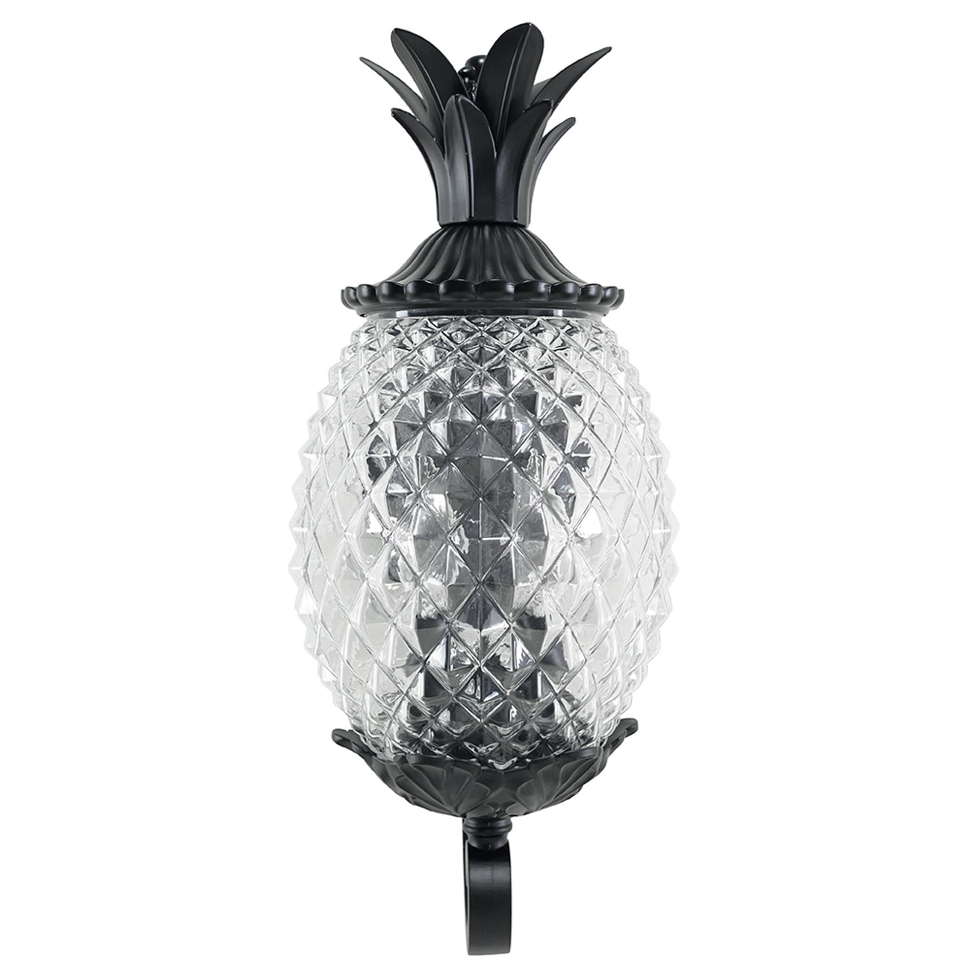 Shoppers Lighting Large Pineapple Wall Lantern 7501BK, Dimmable, Matte Black, Outdoor, Durable Anti-Rust Cast Aluminum, 2 Light