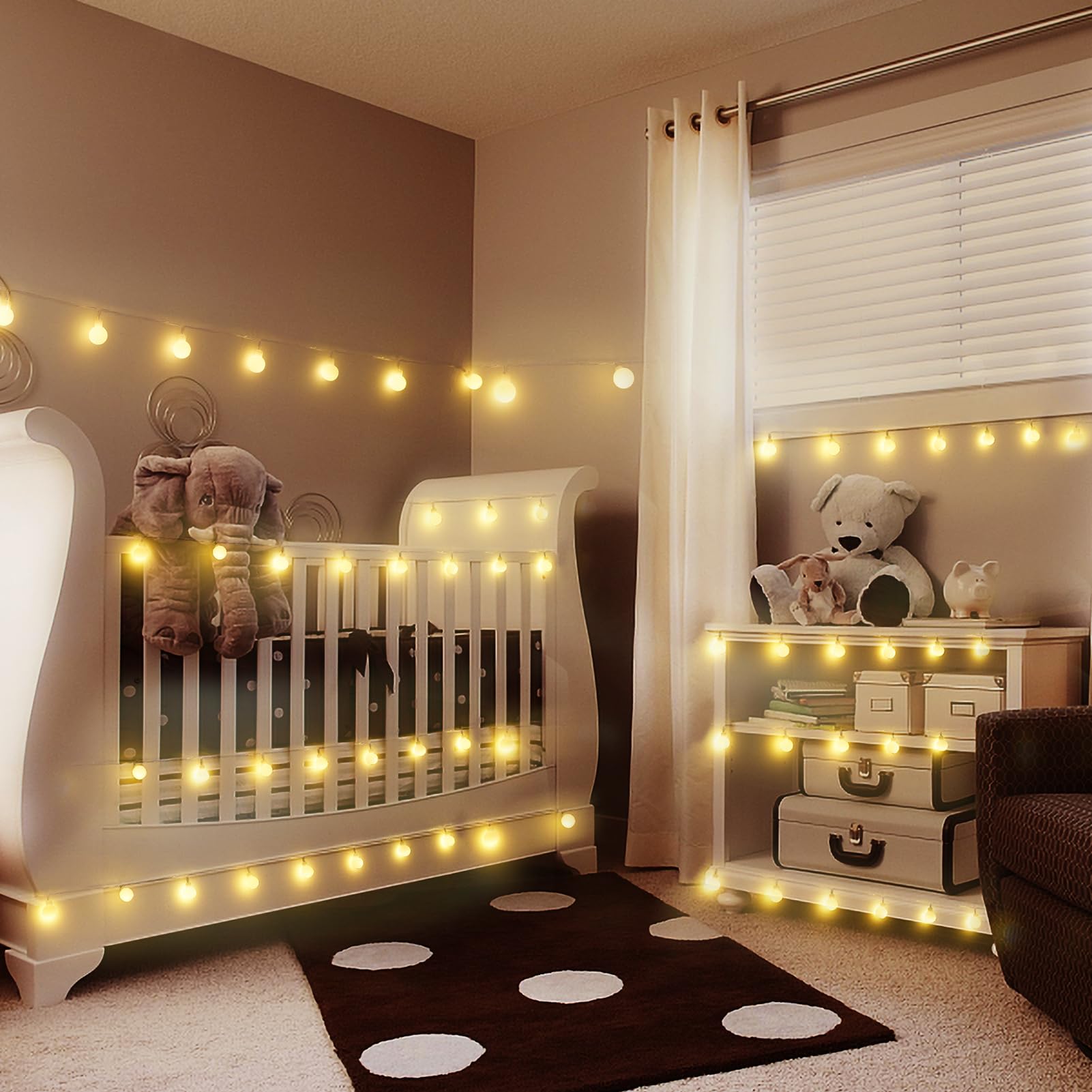 Echosari Battery Operated String Lights, 16.5 Feet 50 Led Camping Globe Lights With Remote Timer 8 Modes Frosted Ball Fairy Light For Bedroom Wedding Xmas Tree Party Decoration (Warm White)