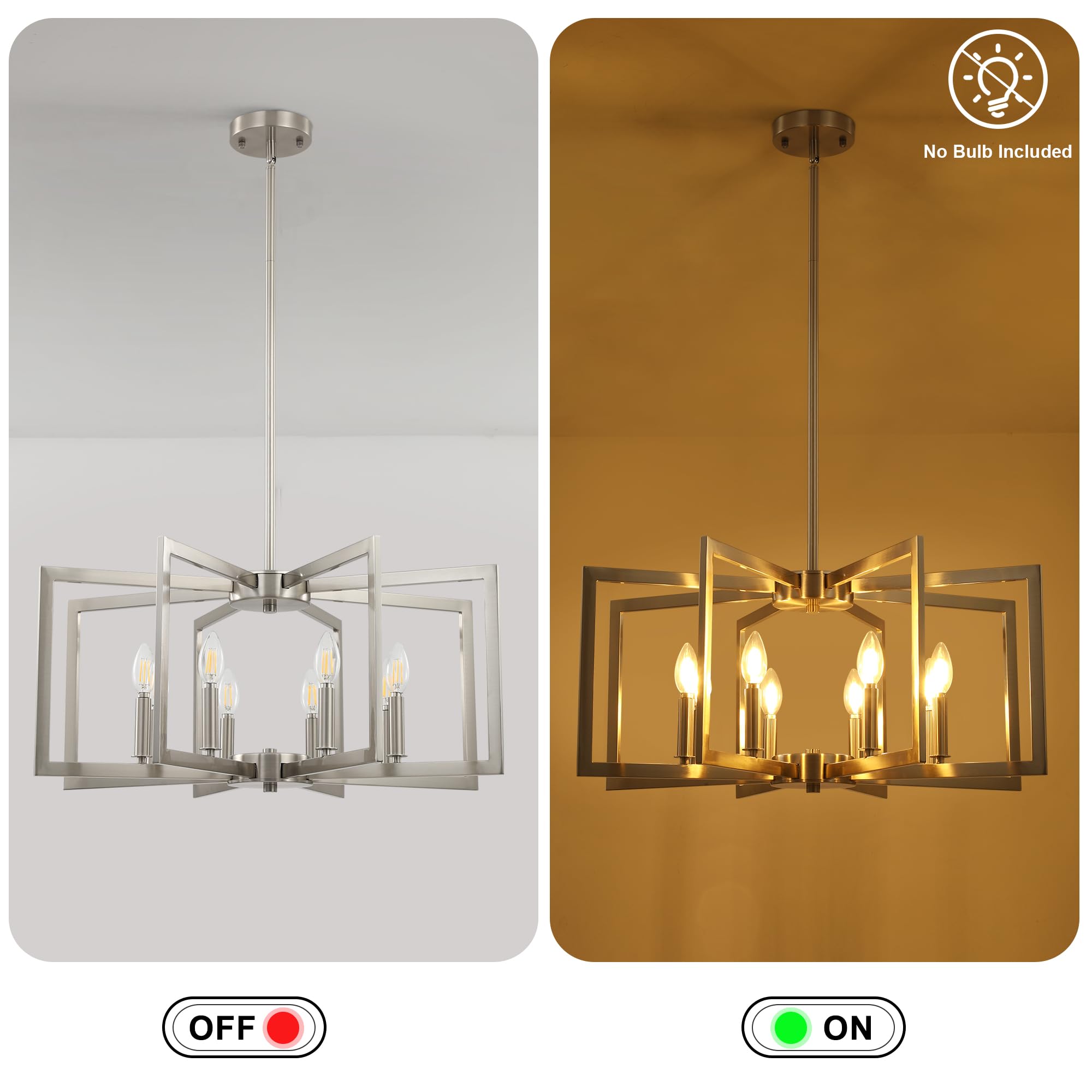 Klgxnrd 8-Light Modern Farmhouse Brushed Nickel Chandeliers For Dining Room, Large Industrial Kitchen Table Chandelier, Metal Ge
