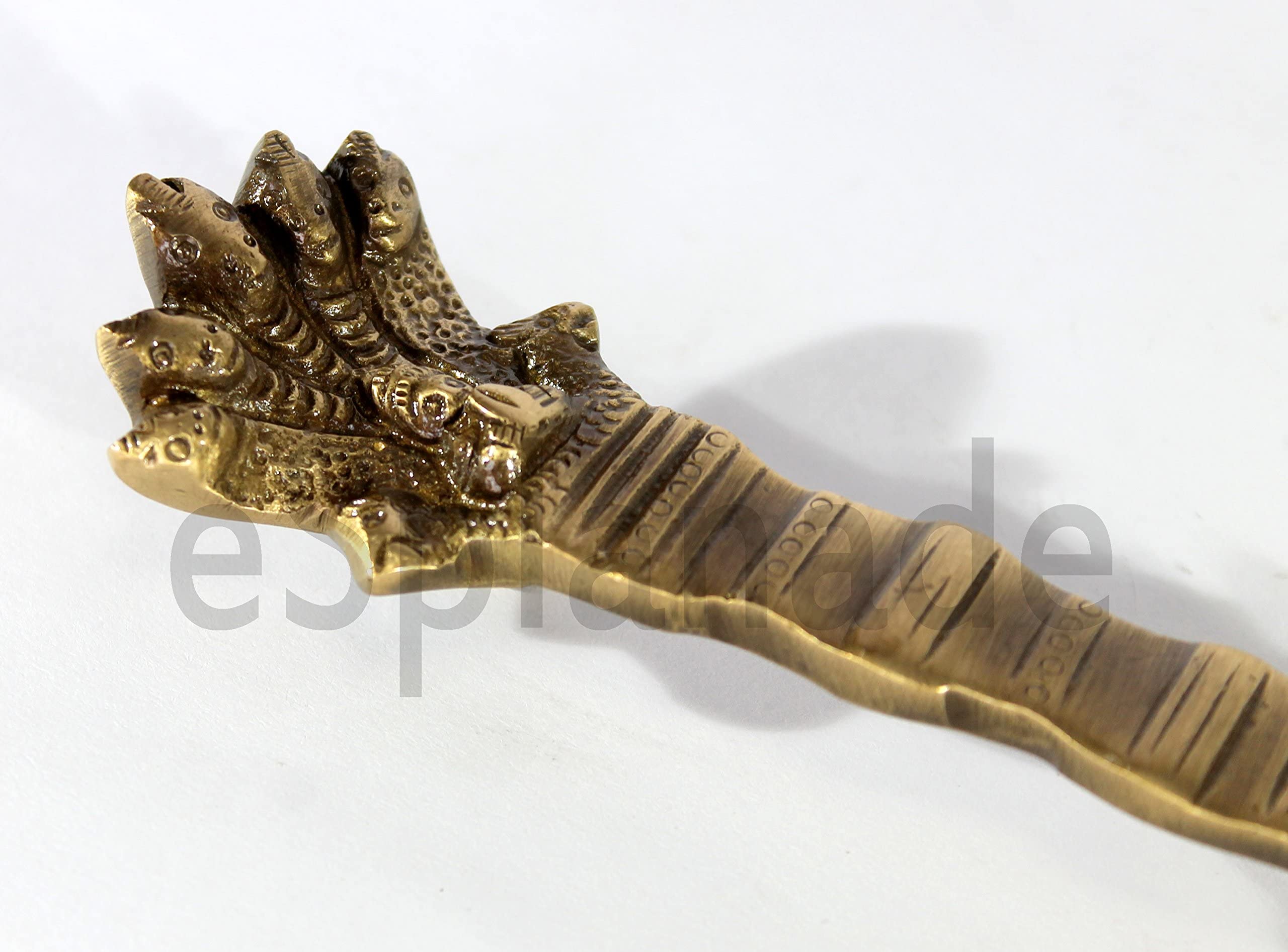 Esplanade Brass Panchmukhi Nag Head Diya | 8.5 Oil Lamp | Golden Decor