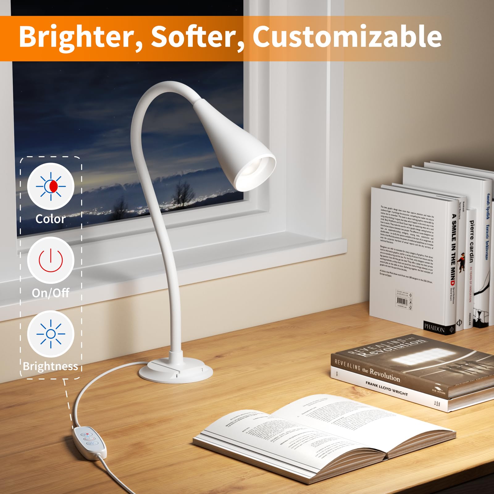 Book Light For Bed, Reading Light At Night, Wall Mount Reading Lamp For Bedside,Headboard, Eye Care Led, 5 Color & Brightness Di