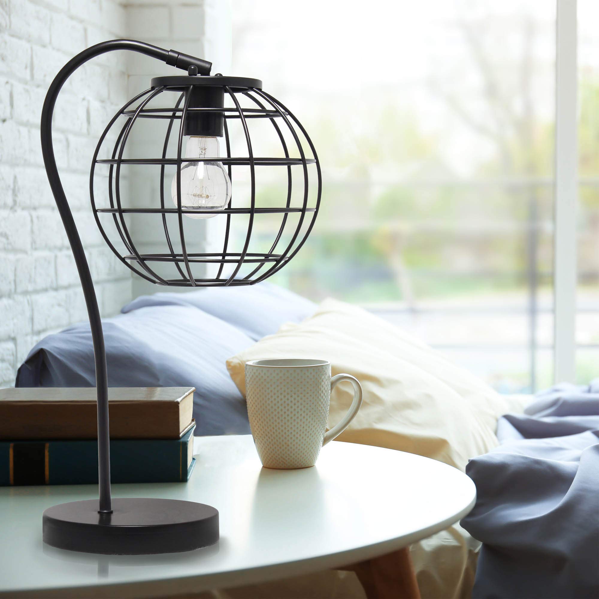 Lalia Home Decorative Arched Metal Cage Table Lamp, Black