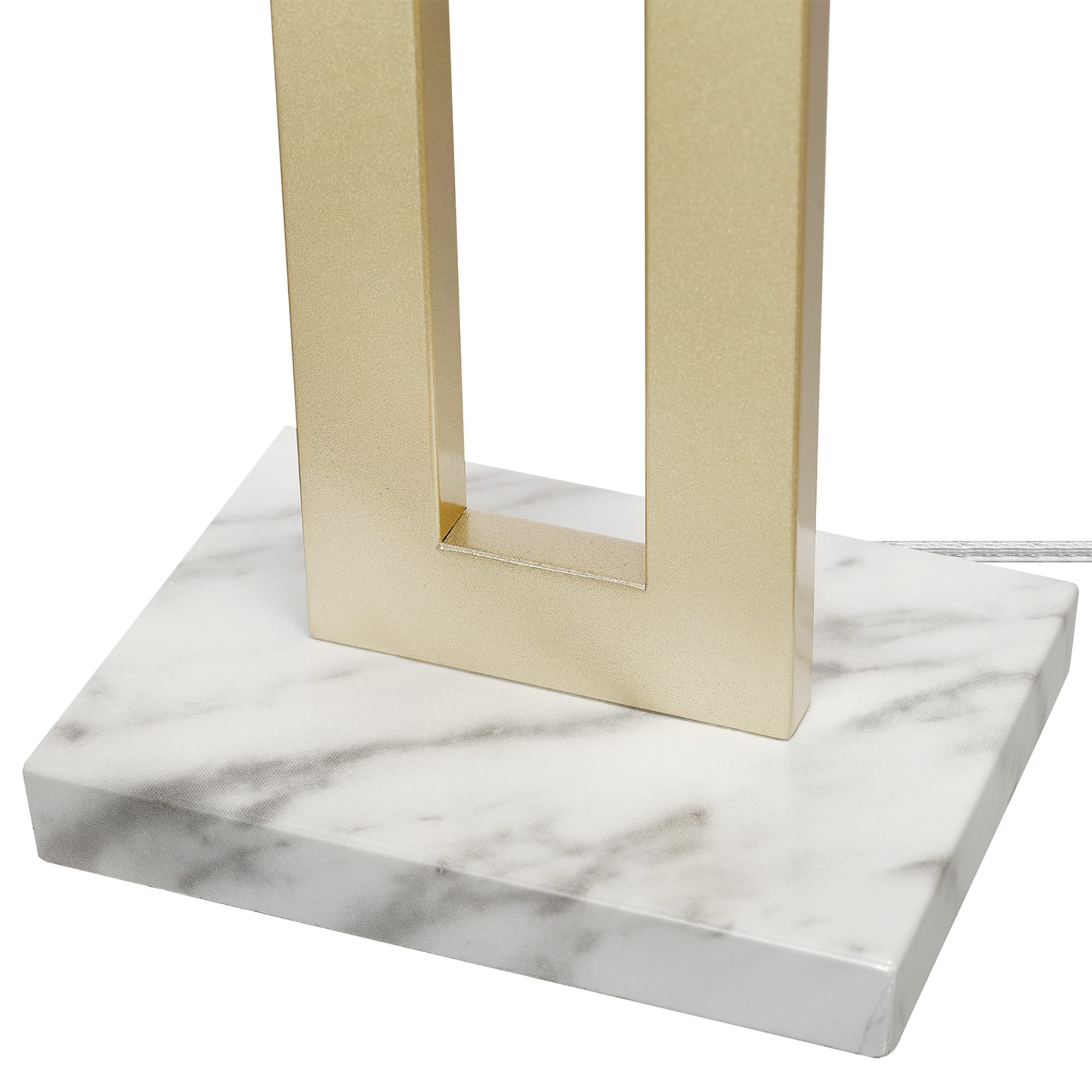 GLOBE Electric D'Alessio 20" Table Lamp, Gold with Faux Marble Base & White Linen Shade, Model 12274