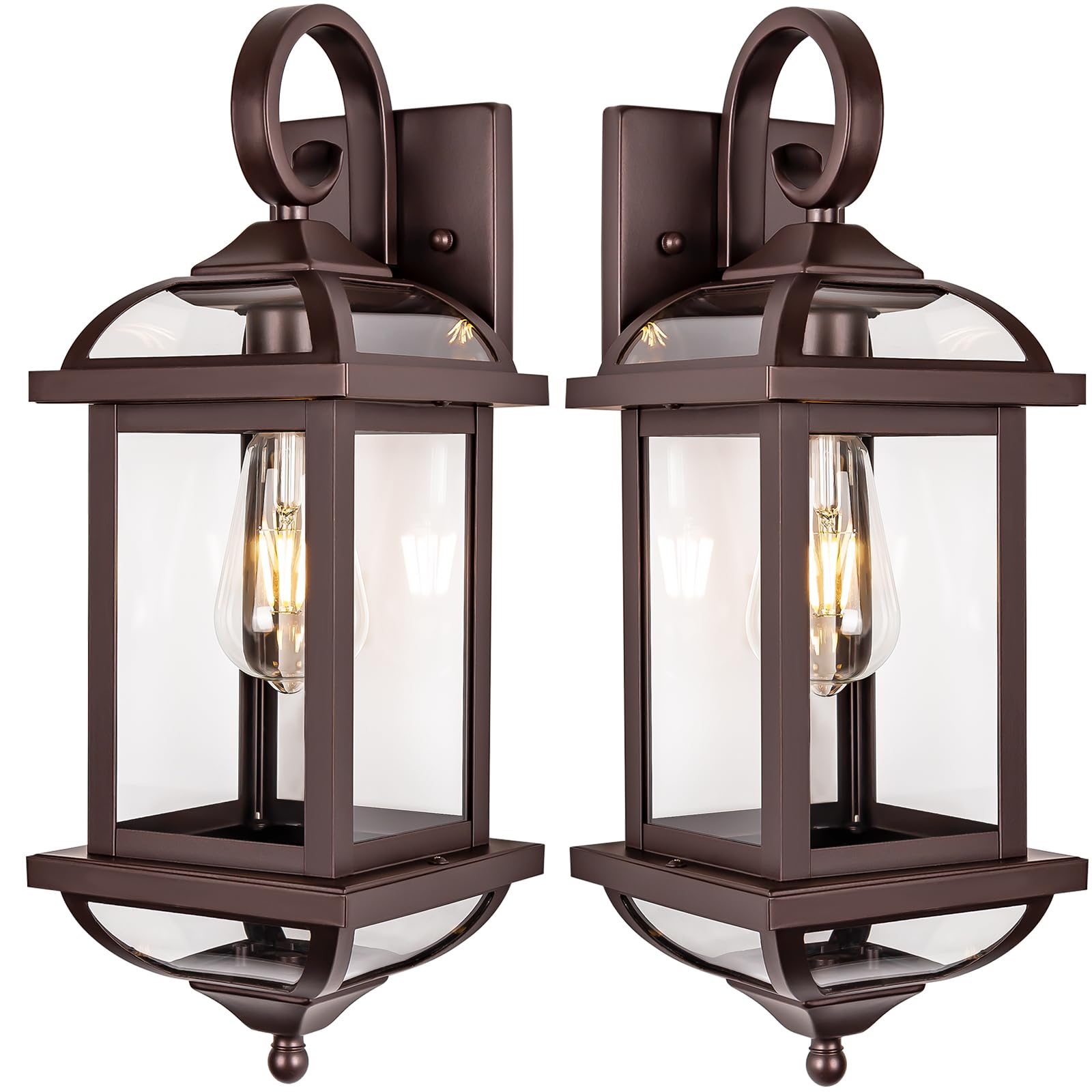 Roravilila 18” Bronze Outdoor Wall Lights, Waterproof Aluminum Sconces, 2-Pack