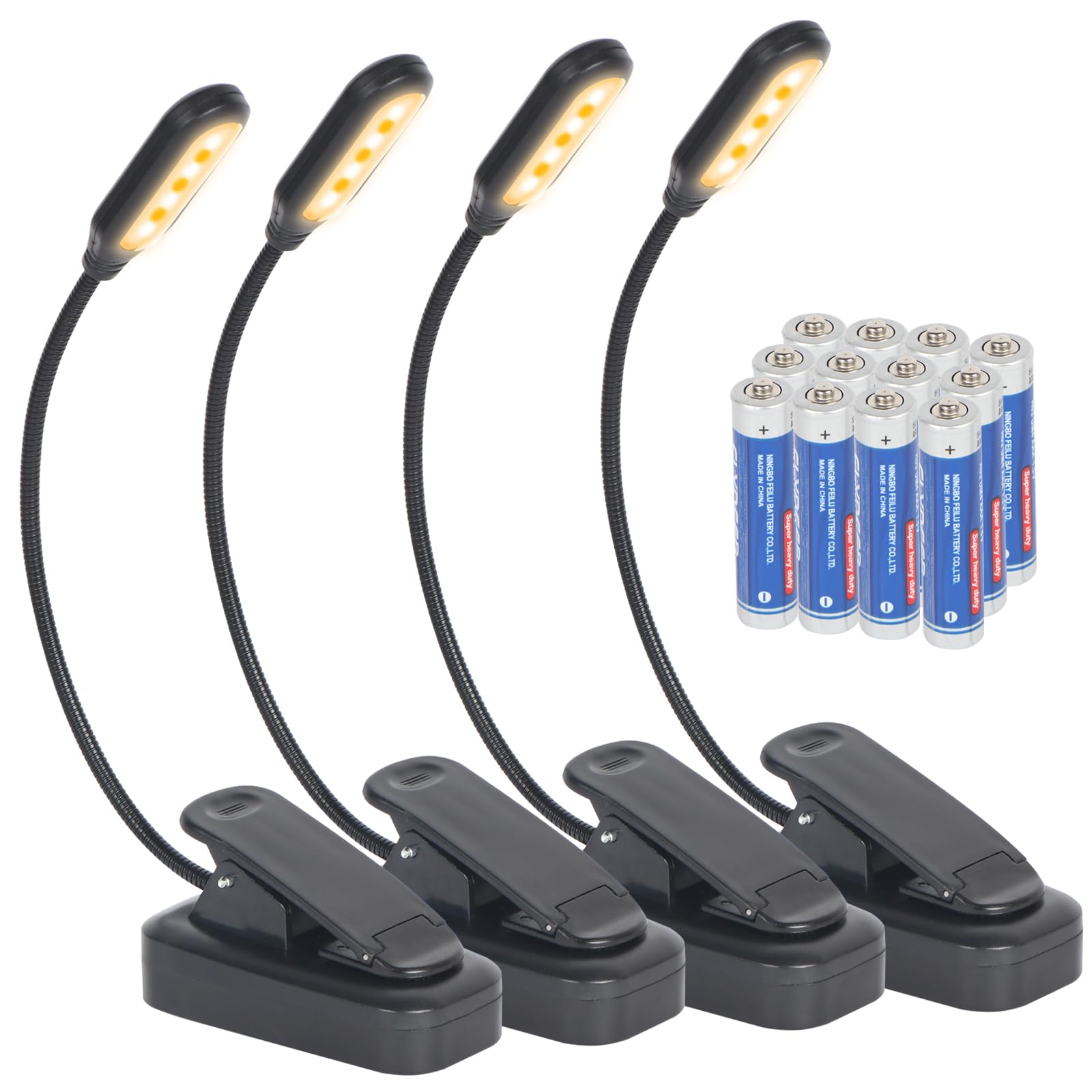 Hilngav 4 Pack Reading Light With 3 Color Temperature, 6 Led Book Clip Lamp For Reading In Bed, Easily Clip On To A Small Mini Lightweight Book For Kids