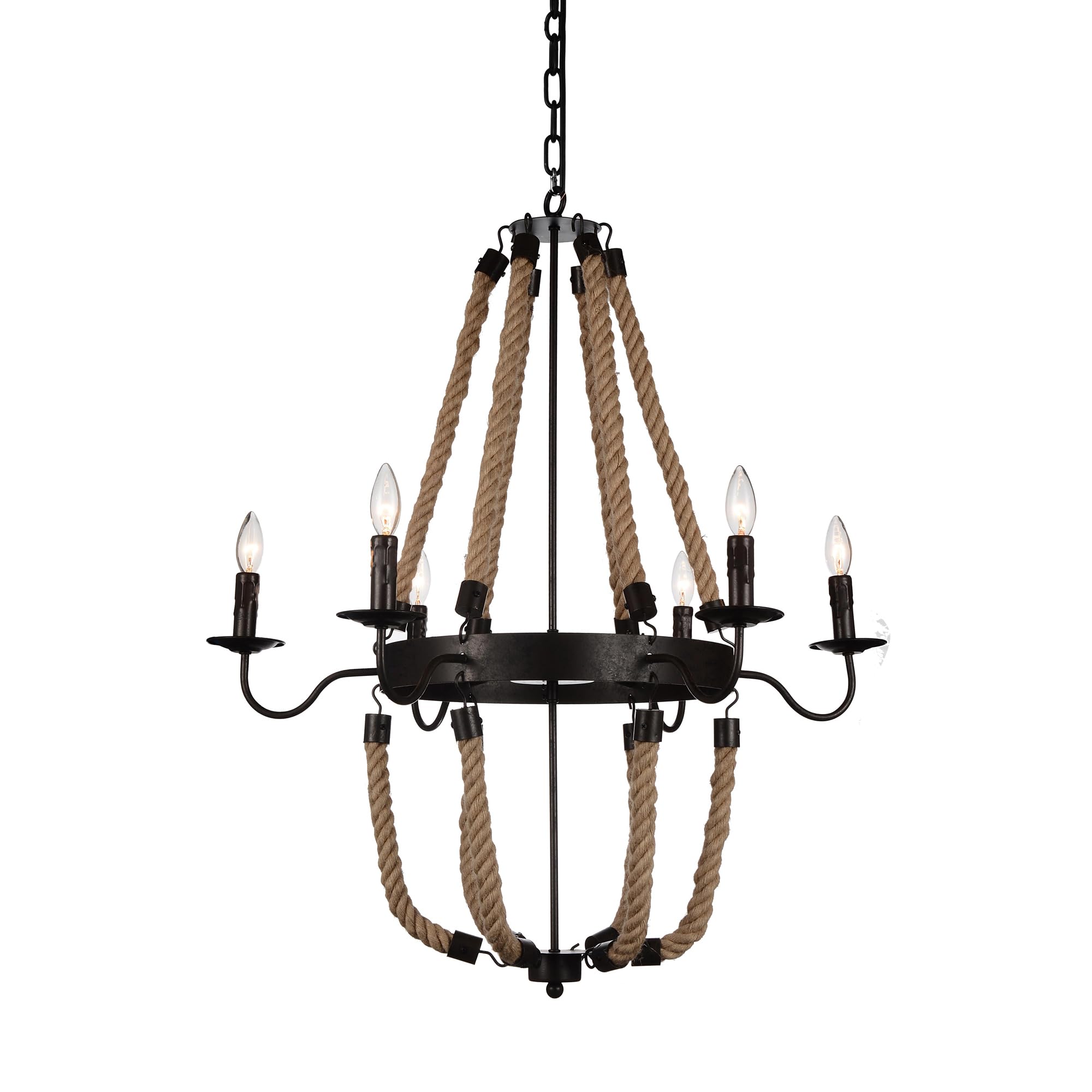CWI Lighting Dharla 6 Light Transitional Metal Chandelier in Rust Bronze