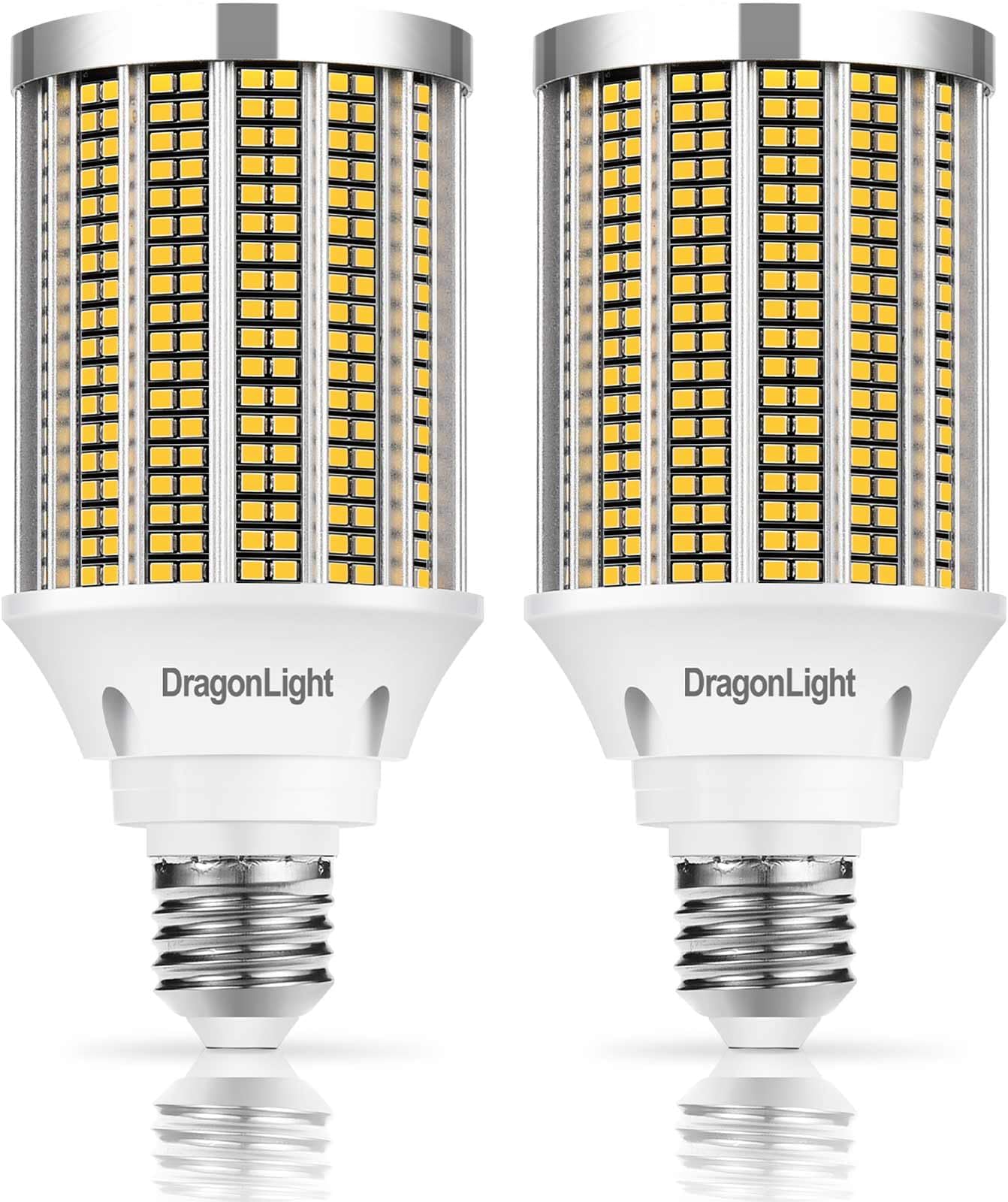 Dragonlight 50W Super Bright Led Corn Light Bulbs (400 Watt Equivalent) - E26 Base 3000K Warm White 6,000 Lumens, Pack Of 2