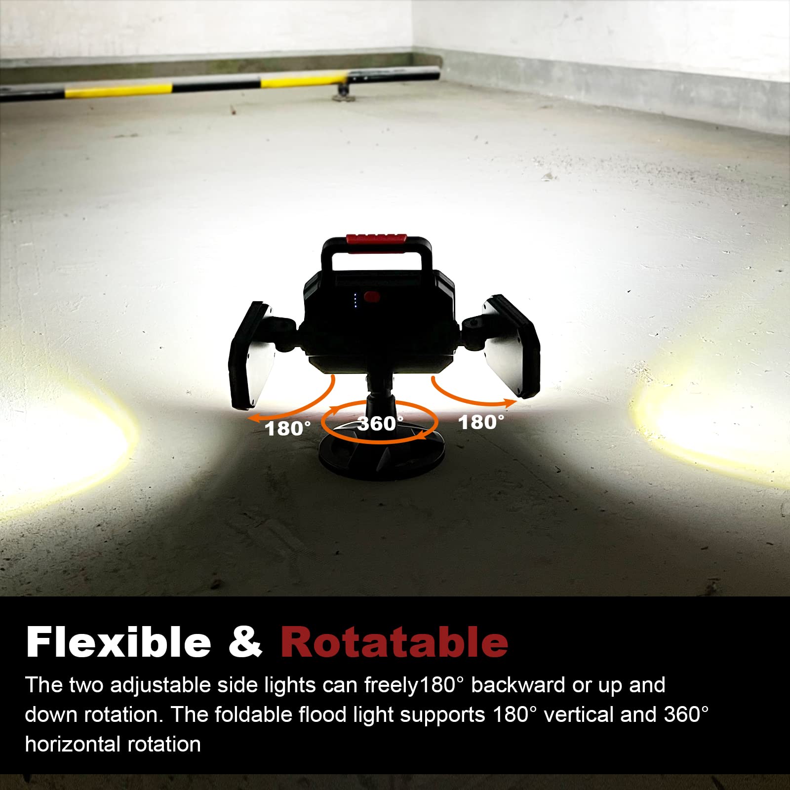 Sylstar Rechargeable Work Light, 25W 2700Lm Cob Led Magnetic Work Light With Battery, Rotatable Portable Waterproof Cordless Job