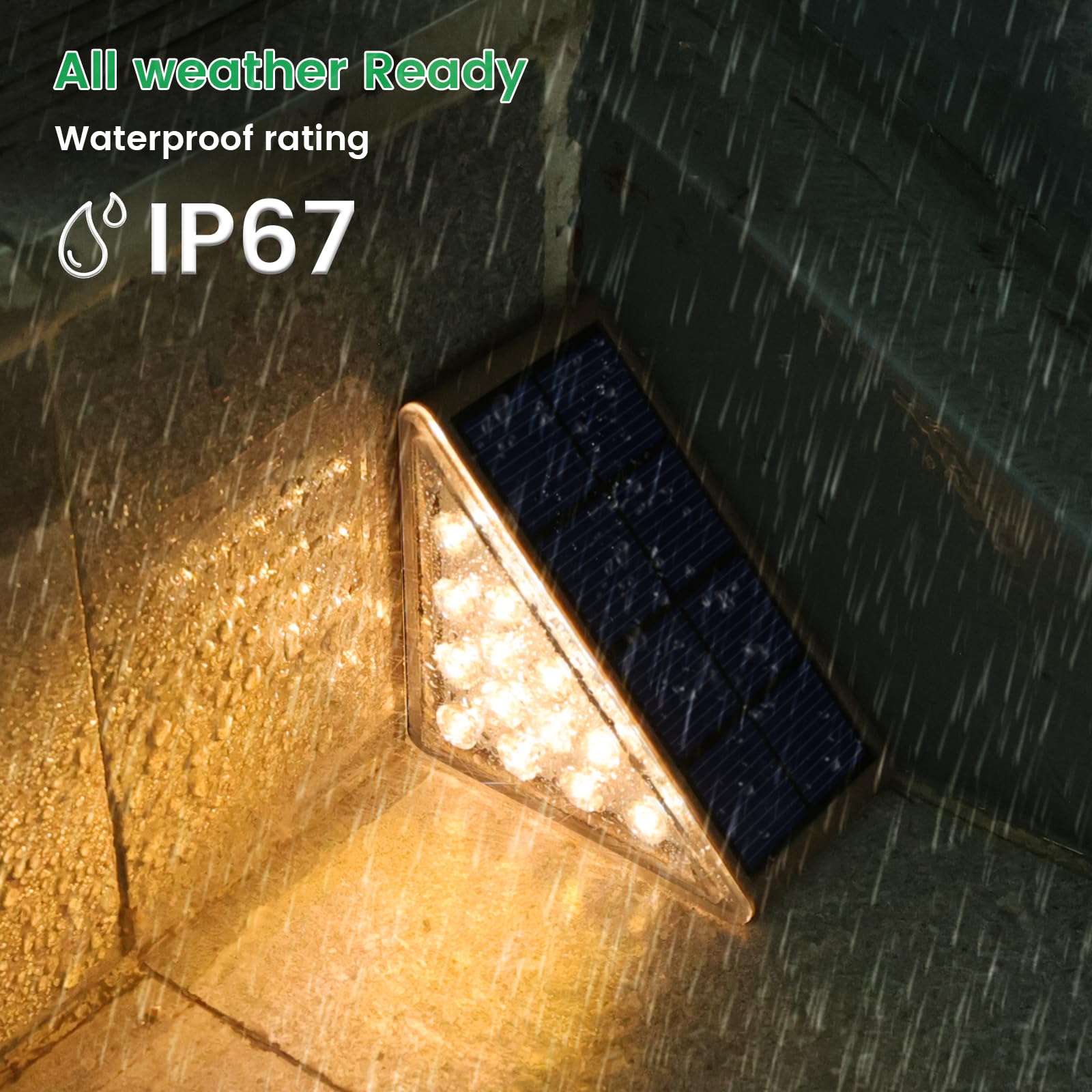JOFIOS Solar Step Lights - 8 Pack Waterproof IP67, Warm White, Outdoor Deck & Staircase Lights, Model 61174