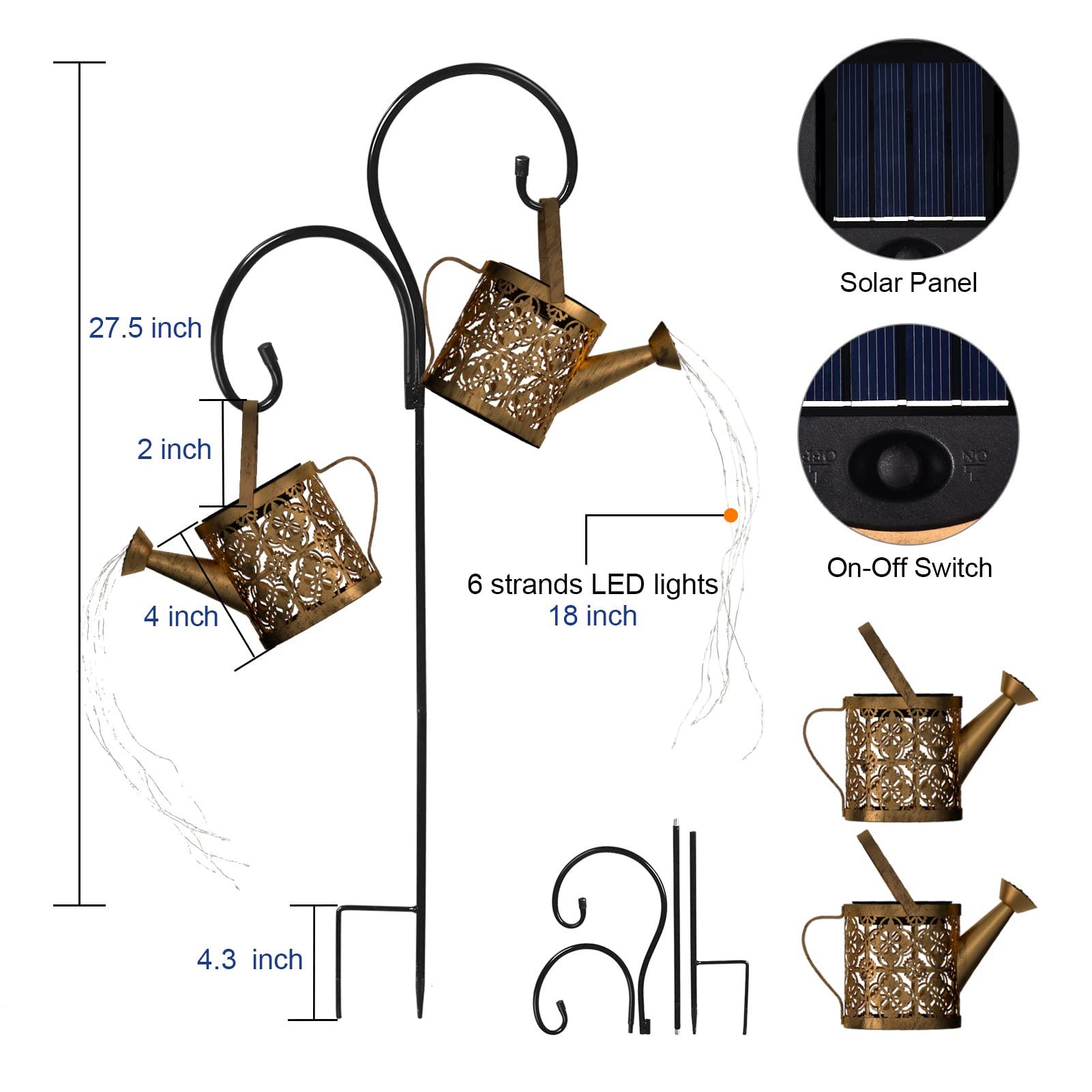 Merear Solar Watering Can Lights - 8 Multi-Color Modes, IP65 Waterproof, Outdoor Garden Decor, 2 Lights for Lawn & Patio