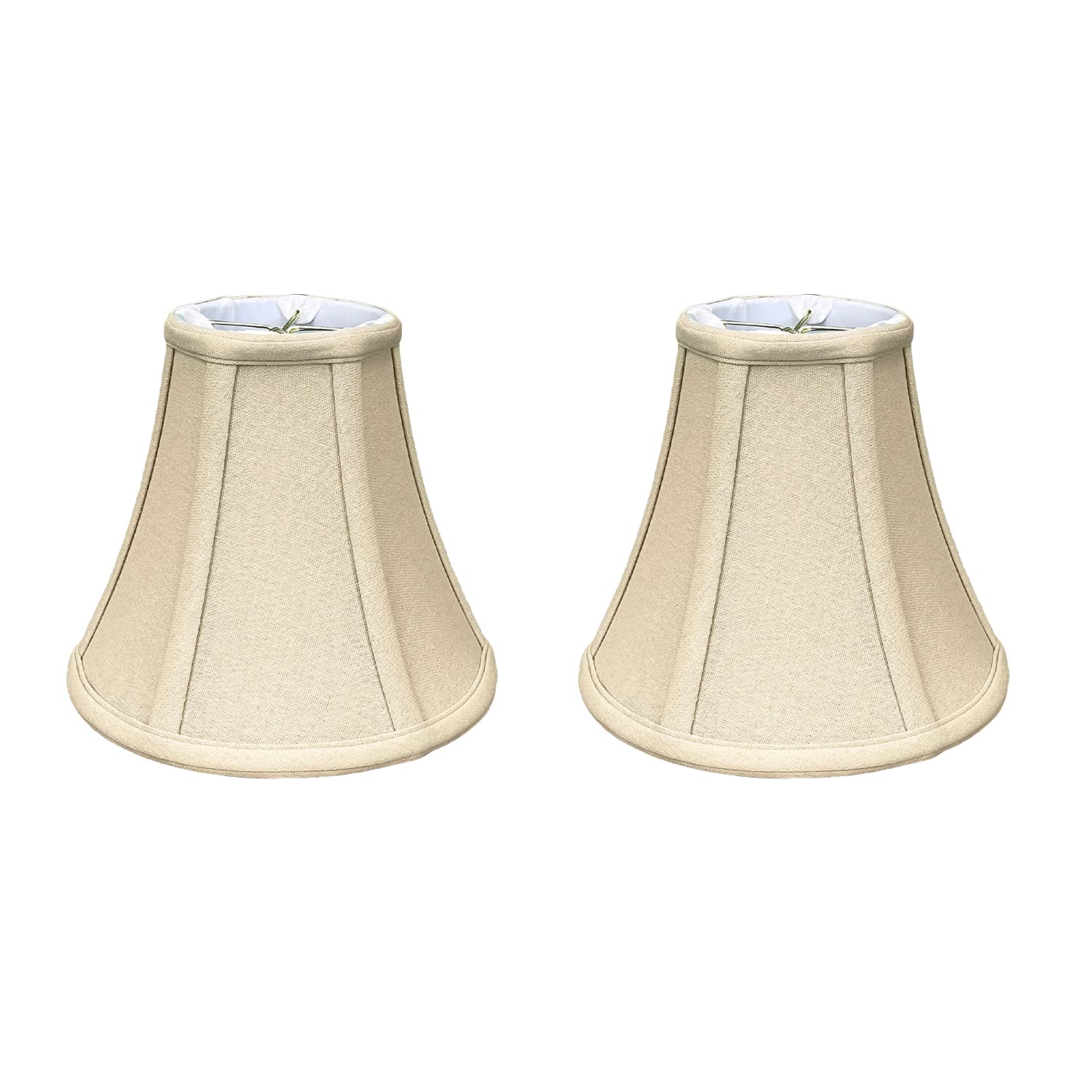Royal Designs, Inc. True Bell Lamp Shade, Linen Beige, 4in x 8in x 7.25in, Round Clip, Model BS-704RC-8LNBG-2,
