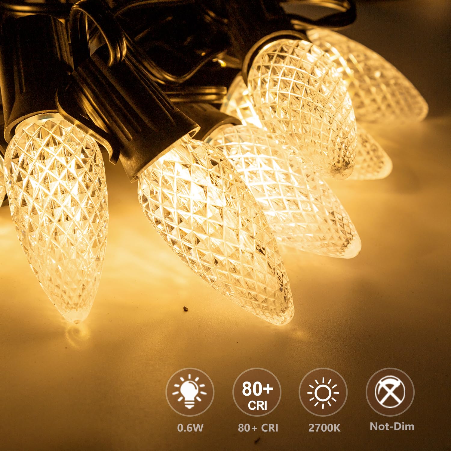 Bort C9 Led Bulbs 50-Pack, Warm White 2700K, E17 Base, Commercial Grade Christmas Lights