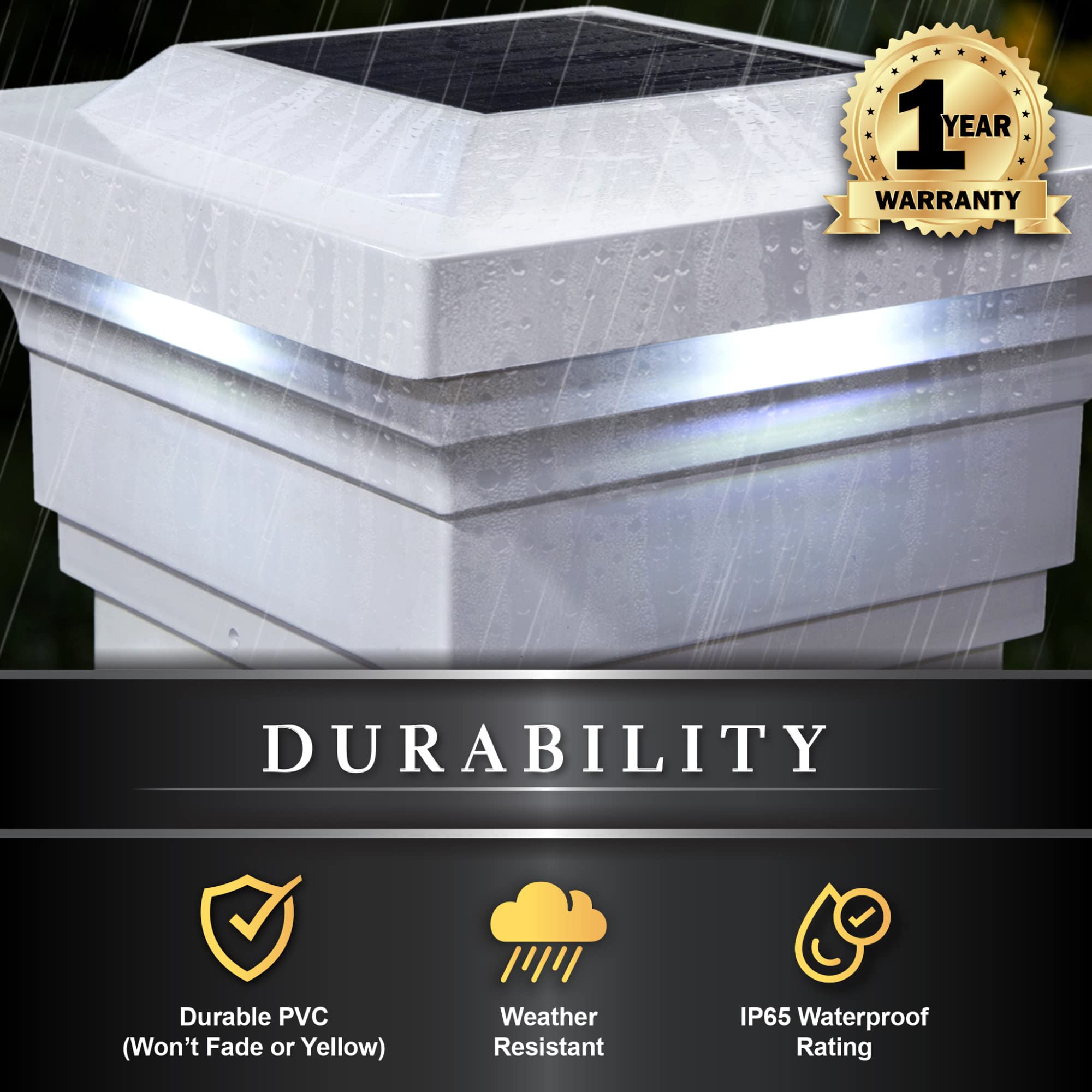 Classy Caps Sl075W Pvc Majestic Solar Post Cap, 5" X 5", White