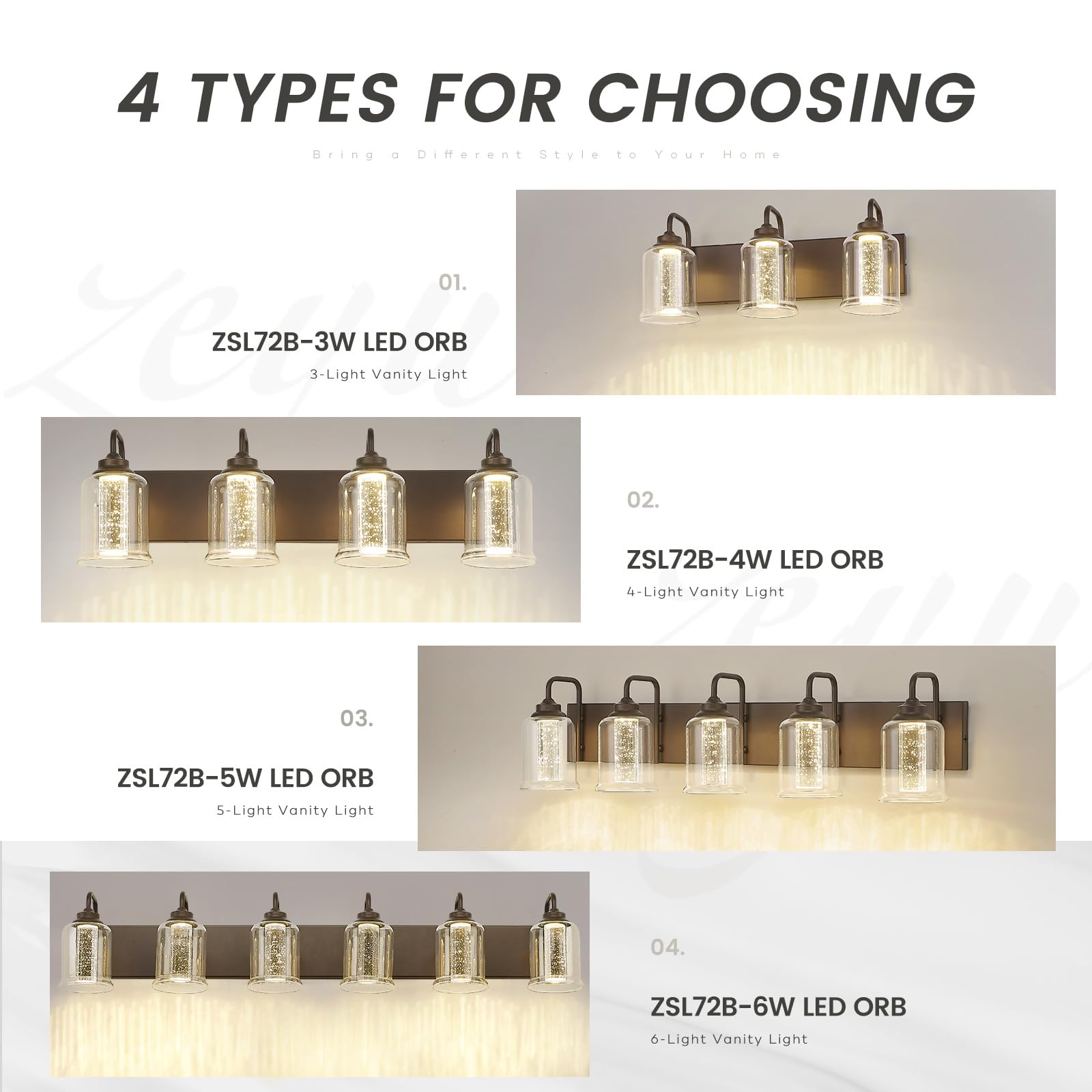 zeyu 3-Light LED Vanity Light, 15W Crystal Bubble Fixture, 20.5 Inch, Oil Rubbed Bronze, Model ZSL72B-3W ORB-1