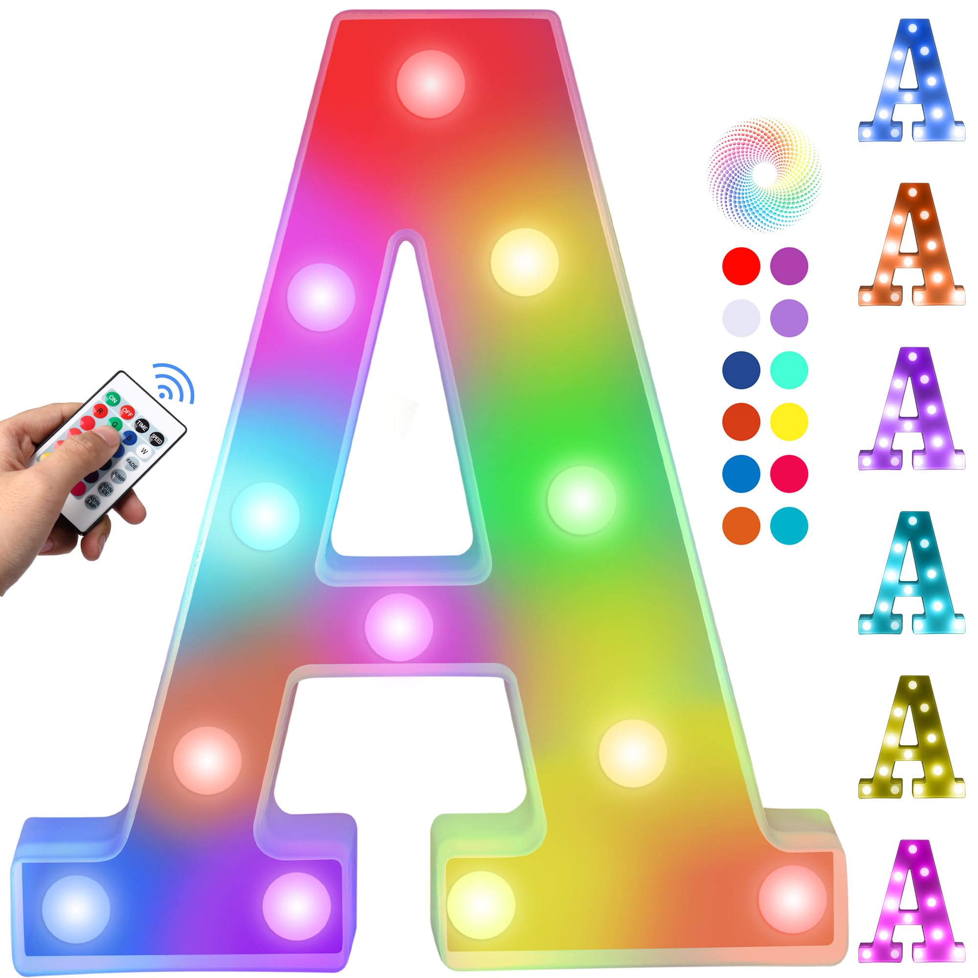 Foaky Colorful Light Up Letters With Remote - Marquee Decoration For Birthday Parties & Gifts