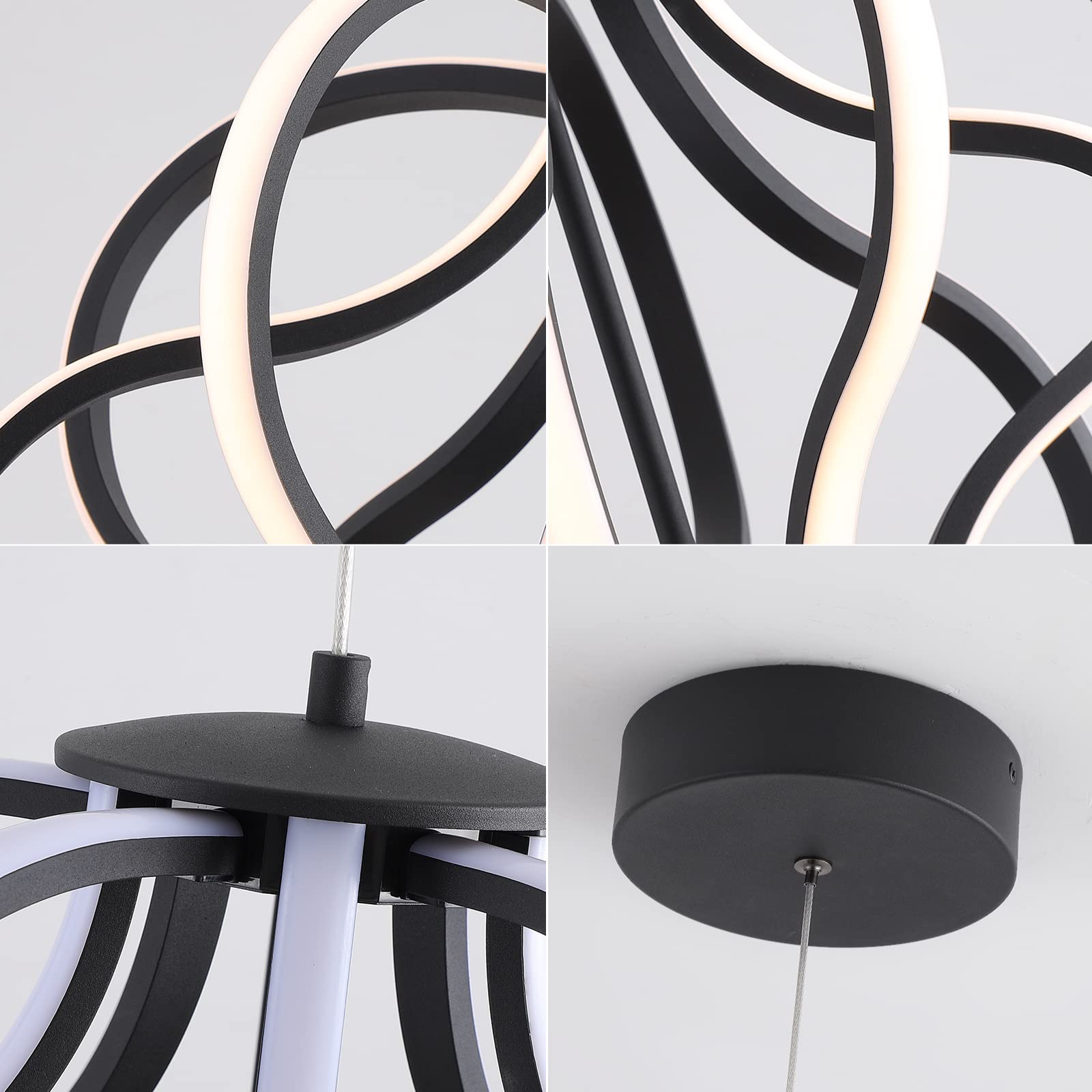 Modern Led Chandelier Black Hanging Pendant Lights, Easy Install Suitable For Dining Room Living Room Bedroom Kitchen And Corridor (10 Light, Black)