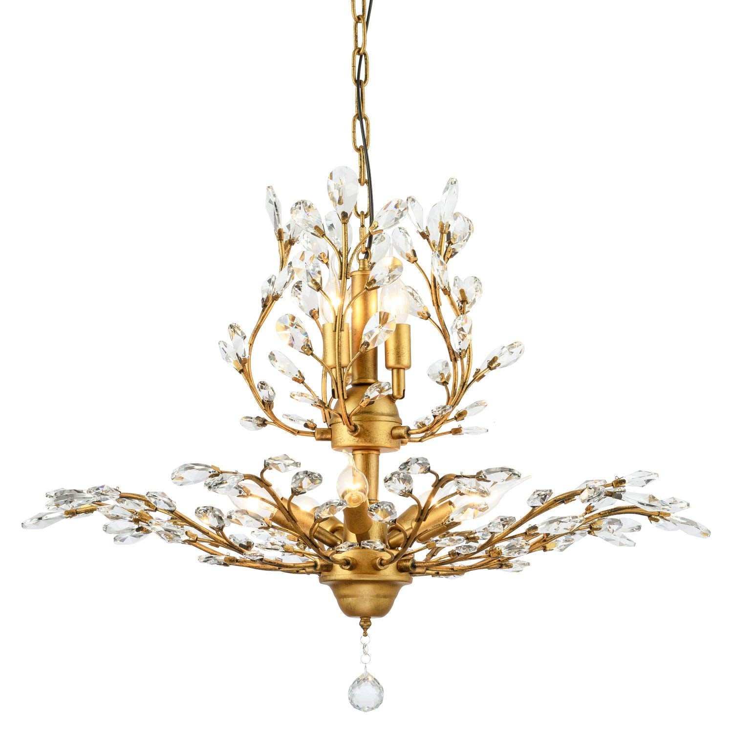 Garwarm 8-Light Vintage K9 Crystal Chandeliers Ceiling Lights LED Light Crystal Pendant Lighting Ceiling Light Fixtures Chandeli