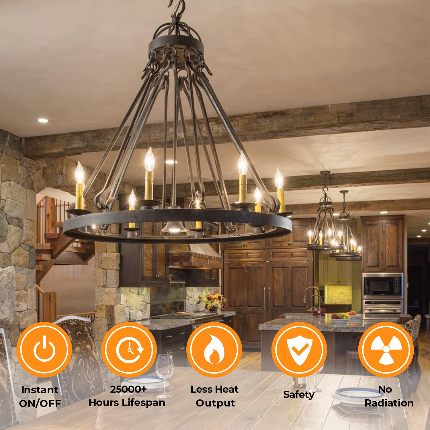 Tobusa Dimmable E12 Led Bulbs 60W Equivalent, 2700K Warm White, 12-Pack, Clear