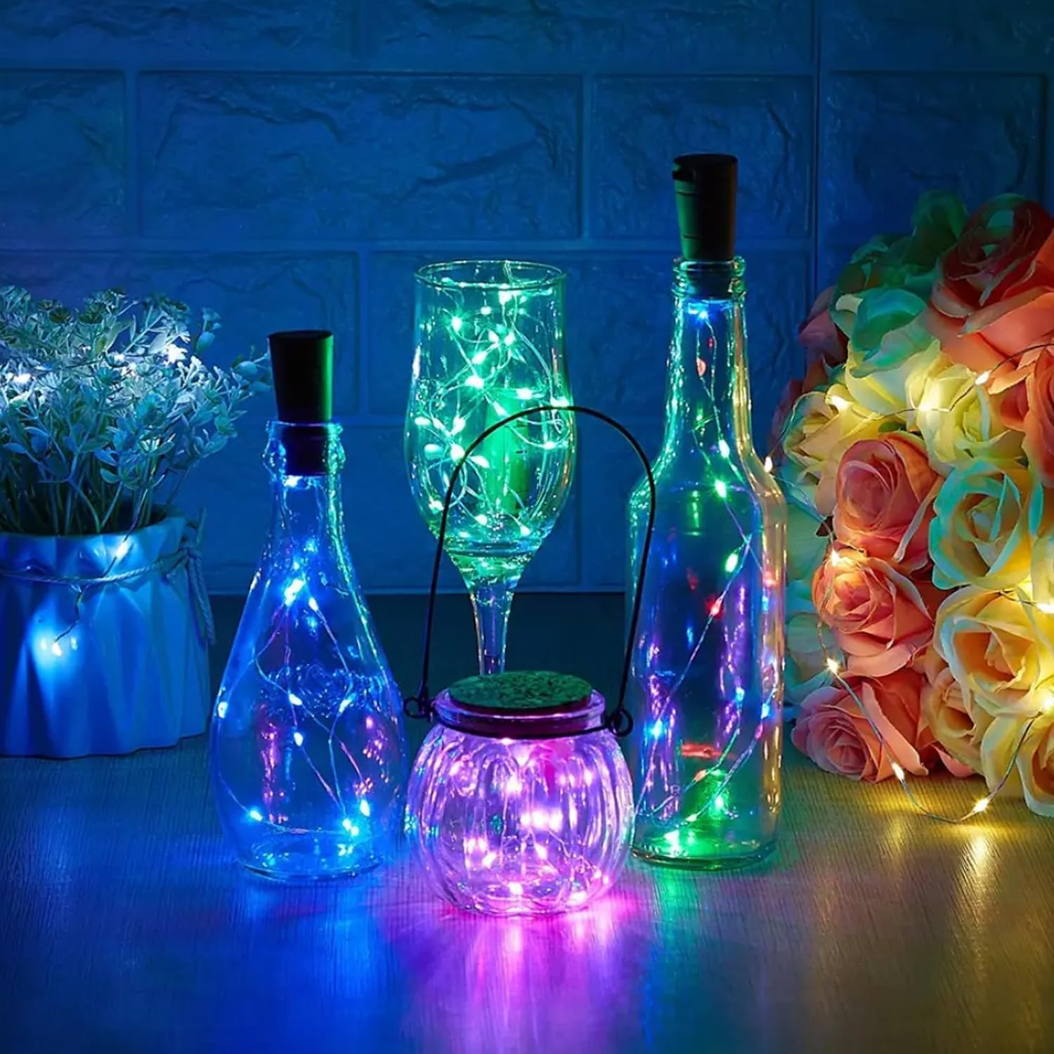 Lexton Decorative Wine Bottle Cork Light | 20 LED, Battery Powered, 2 Meter Long, IP65 Protection |Copper Light Suitable for Hom