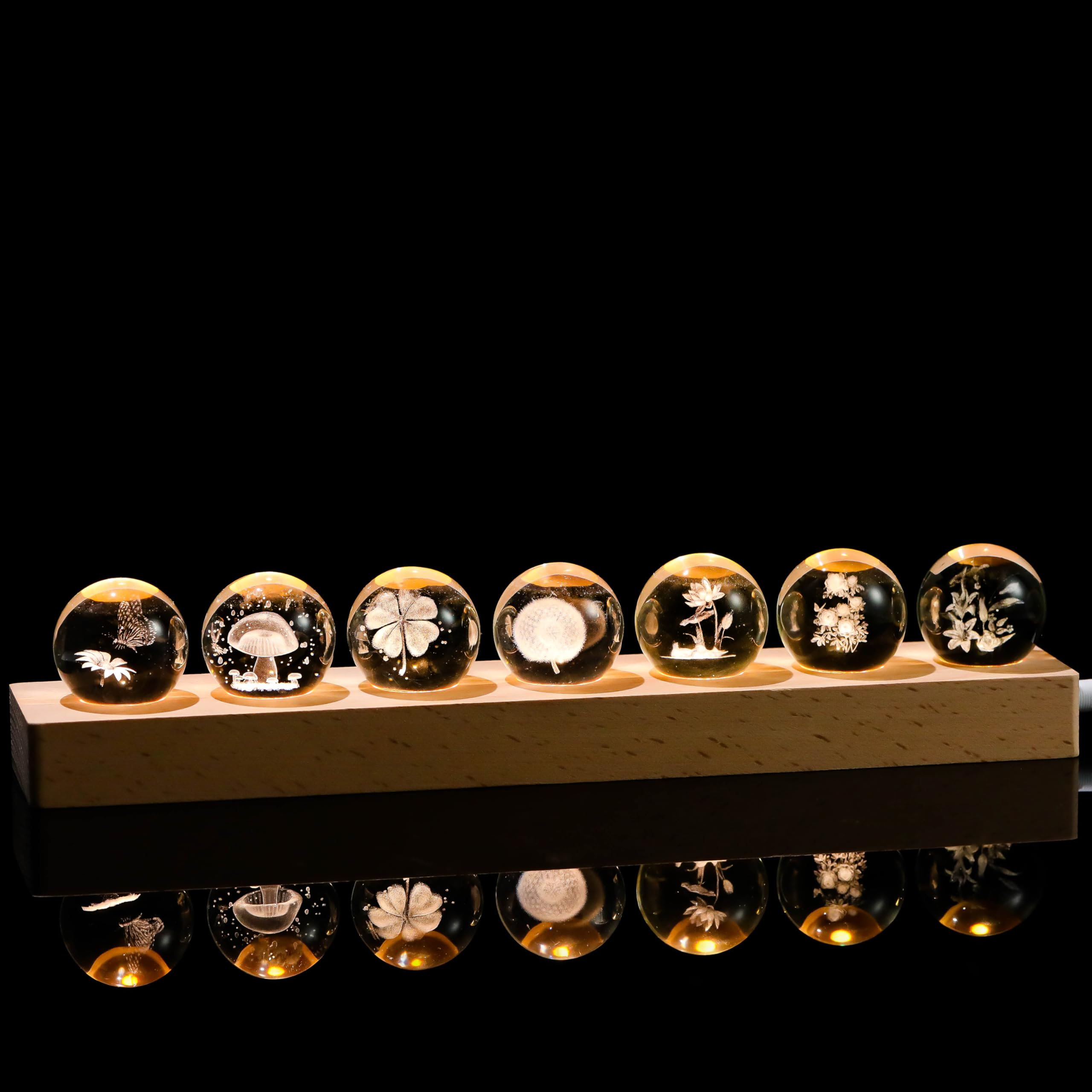 Qianwei 3D Crystal Ball Flower Decor Crystal Ball with Led Lamp Base - Best Birthday Gifts for Man Teacher Boy Kids Girls Men - 