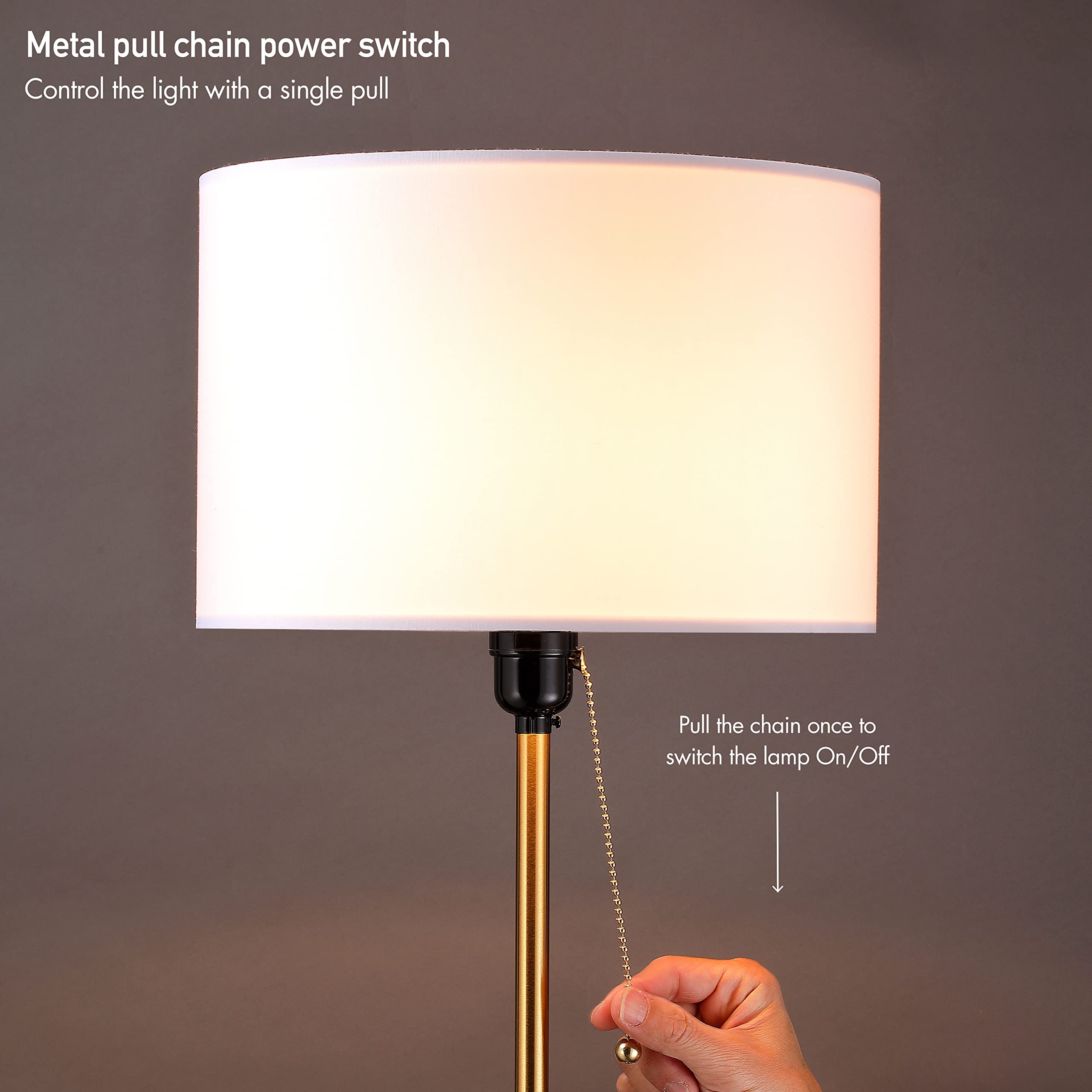 O'Bright Drum Shade Standing Lamp, Modern Minimalist Design, Antique Brass, E26 Socket, Model OB-FL19S