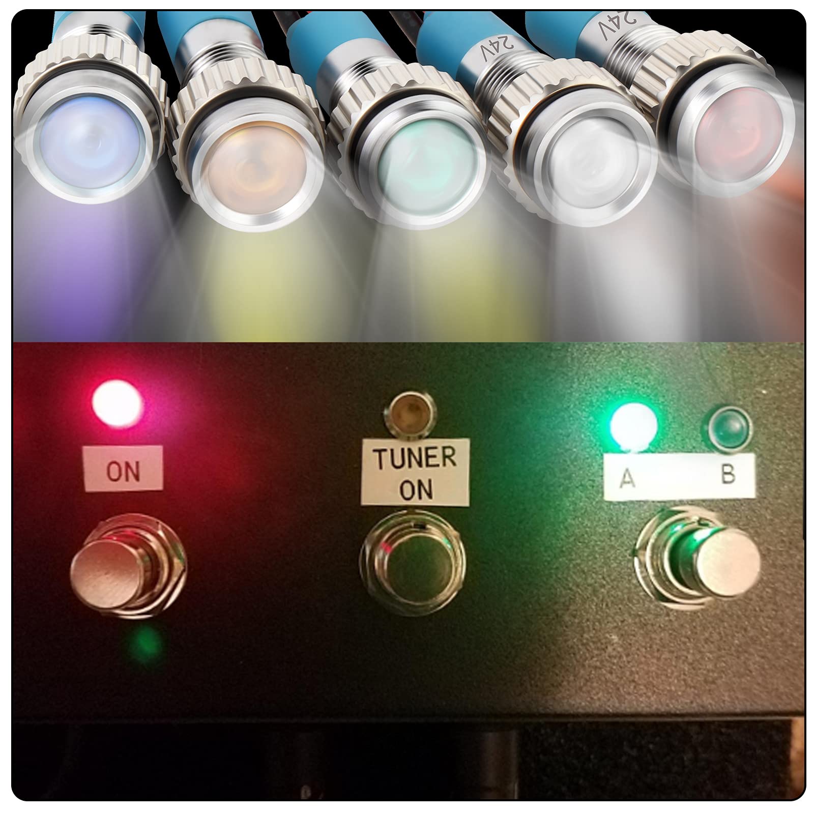 Gasher 12V/24V/110V 20Ma Energy Saving Indicator Light Mounting Hole Size 6Mm Green Yellow Red Blue White 5 Pcs