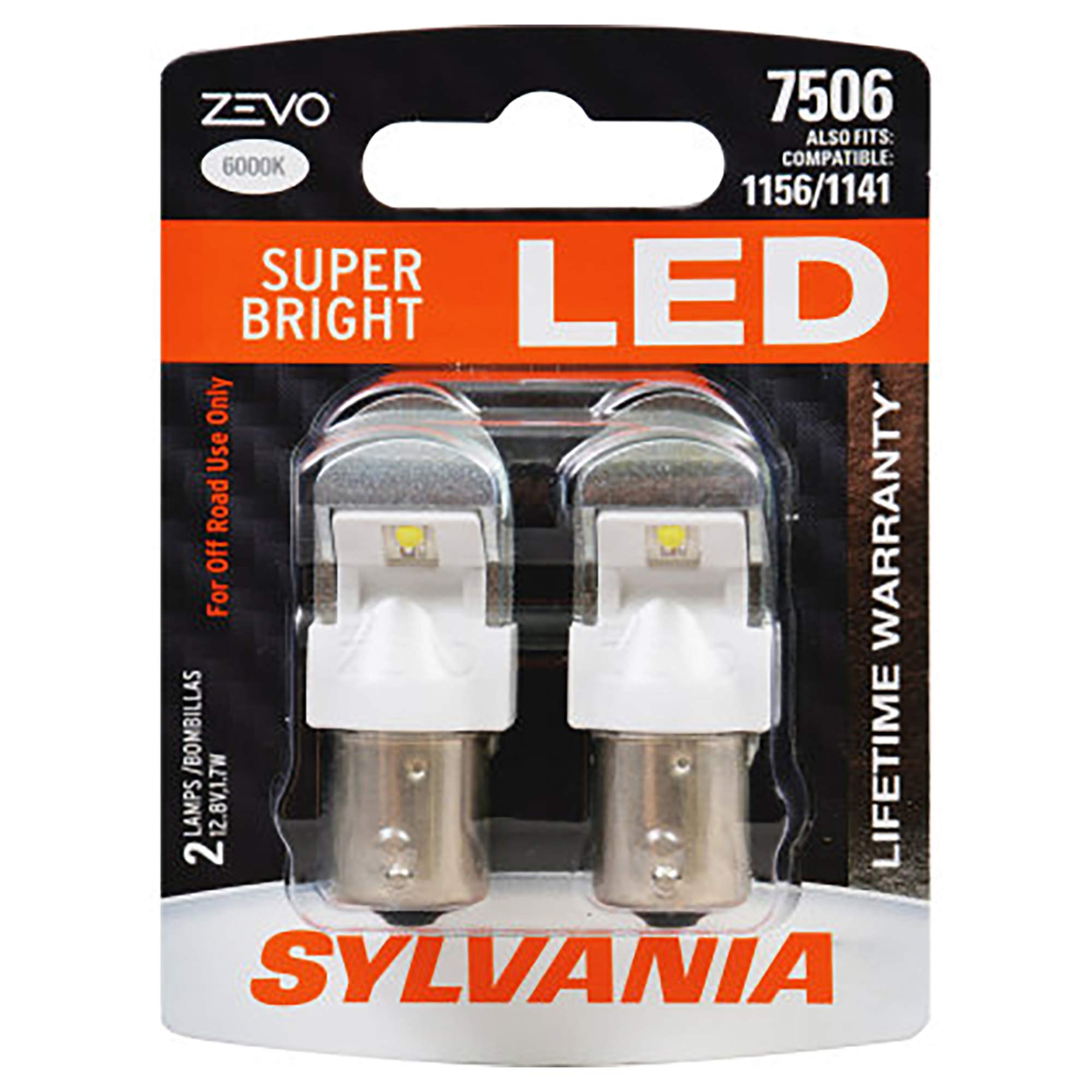 SYLVANIA 7506 ZEVO LED Bulb - Bright White Light for DRL & Reverse Lights, Contains 2 Bulbs