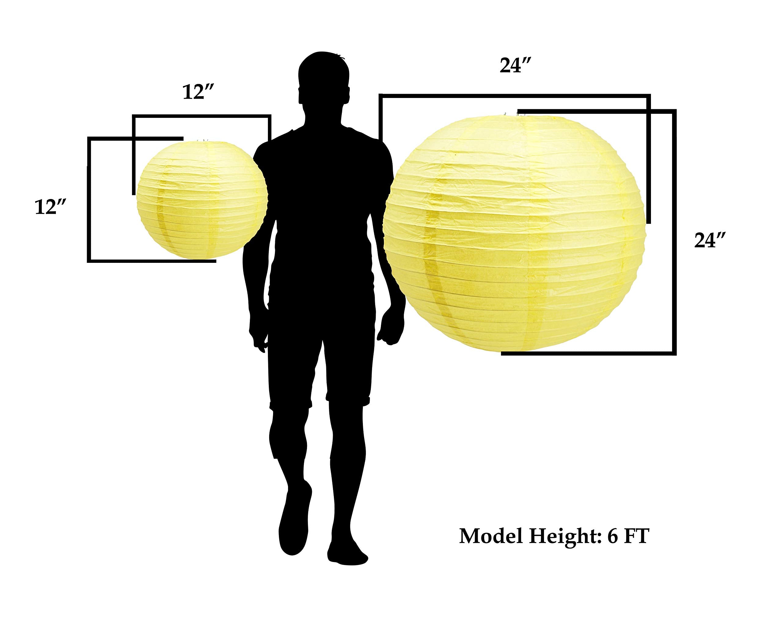 Mudra Crafts Yellow Paper Lanterns Wedding Party Decorations - 12 In 10 Round Japanese Chinese Lanterns Decorative Hanging Ceili