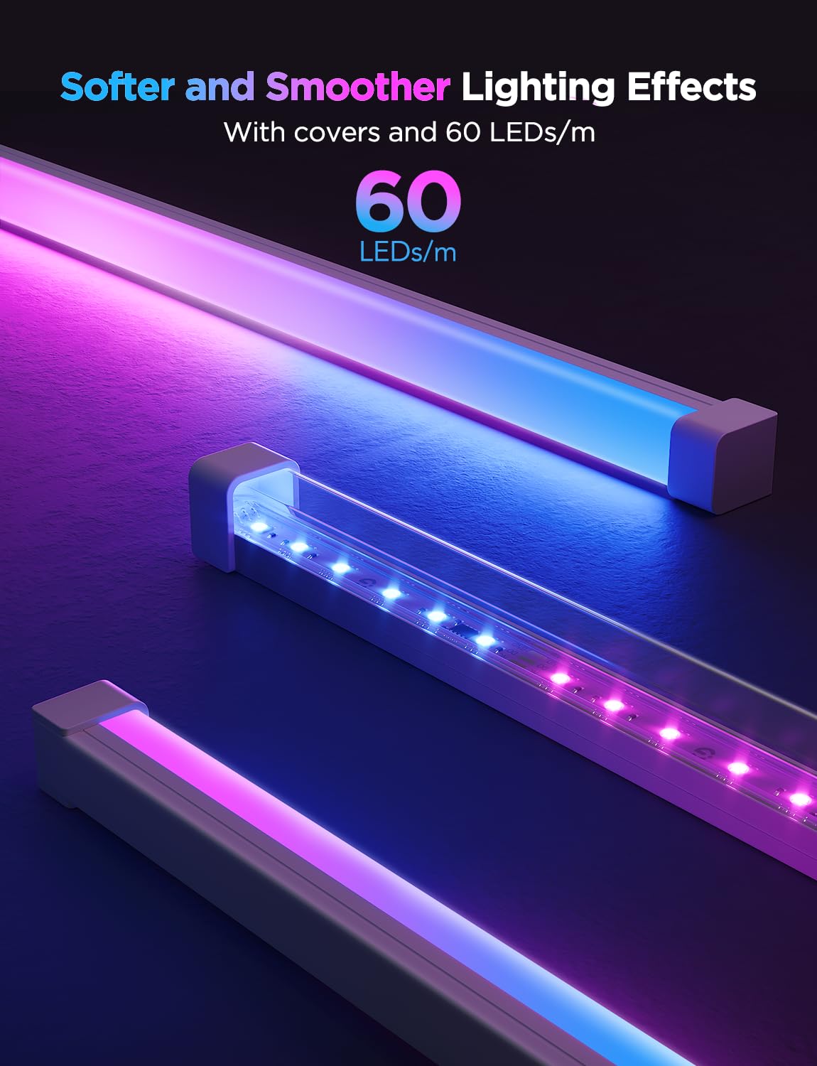 Govee 9.8ft RGBIC LED Strip Lights with Covers, Smart Lights for Alexa & Google Assistant, Ideal for Bedroom & Cabinets