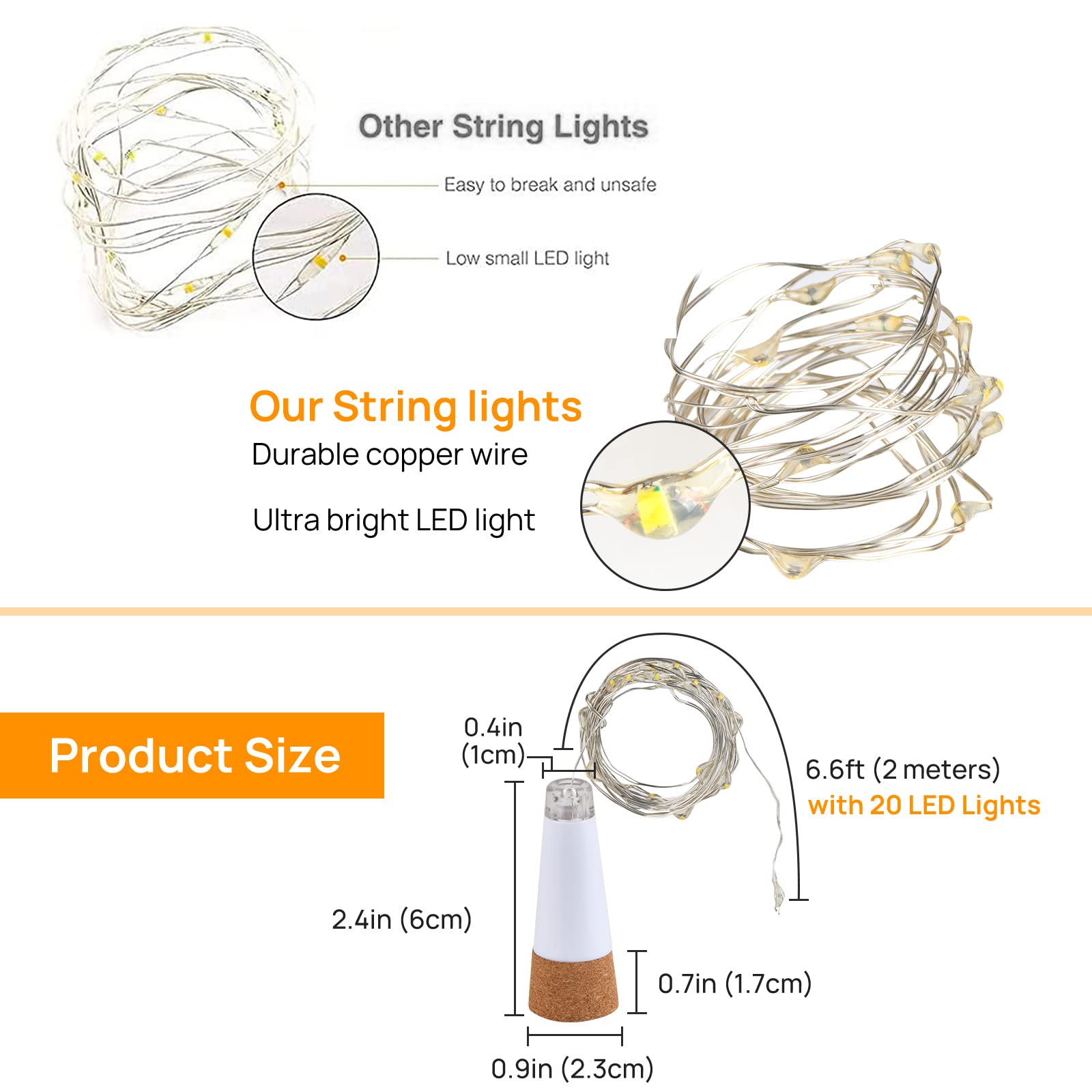 Godinsky Wine Bottle Lights With Cork Switch For Liquor Bottles 4 Pack Rechargeable Battery Operated 20 Led Bottle Stopper Warm String Fairy Lights Indoor Christmas Wedding Halloween Decorations