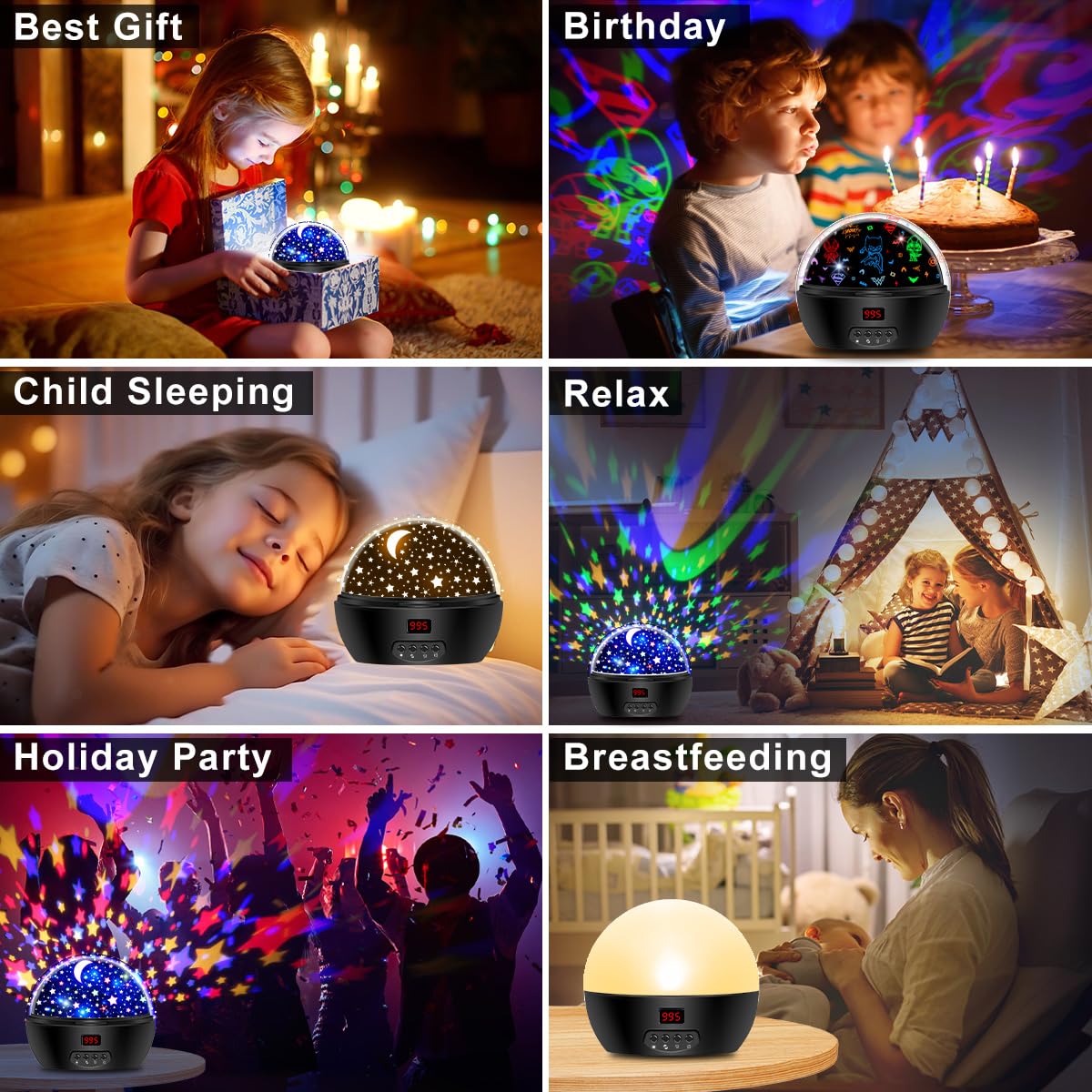 DCAUT Batman and Star Projector Night Light for Kids, Star Moon Night Light for Kids with Timer,360 Degree Rotating Baby Light P