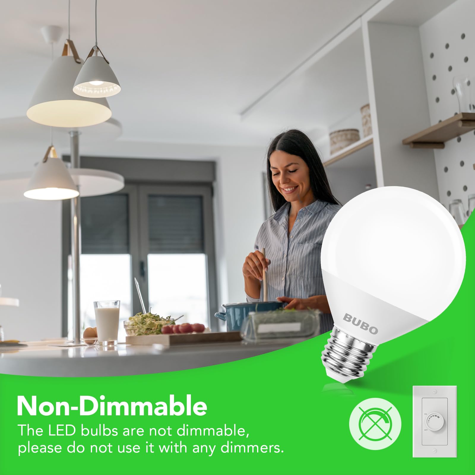 Bubo Vanity Light Bulbs 60 Watt Equivalent, Bathroom Light Bulbs Cool White 4000K, G25 Globe Round Light Bulb 800 Lumens, E26 Me