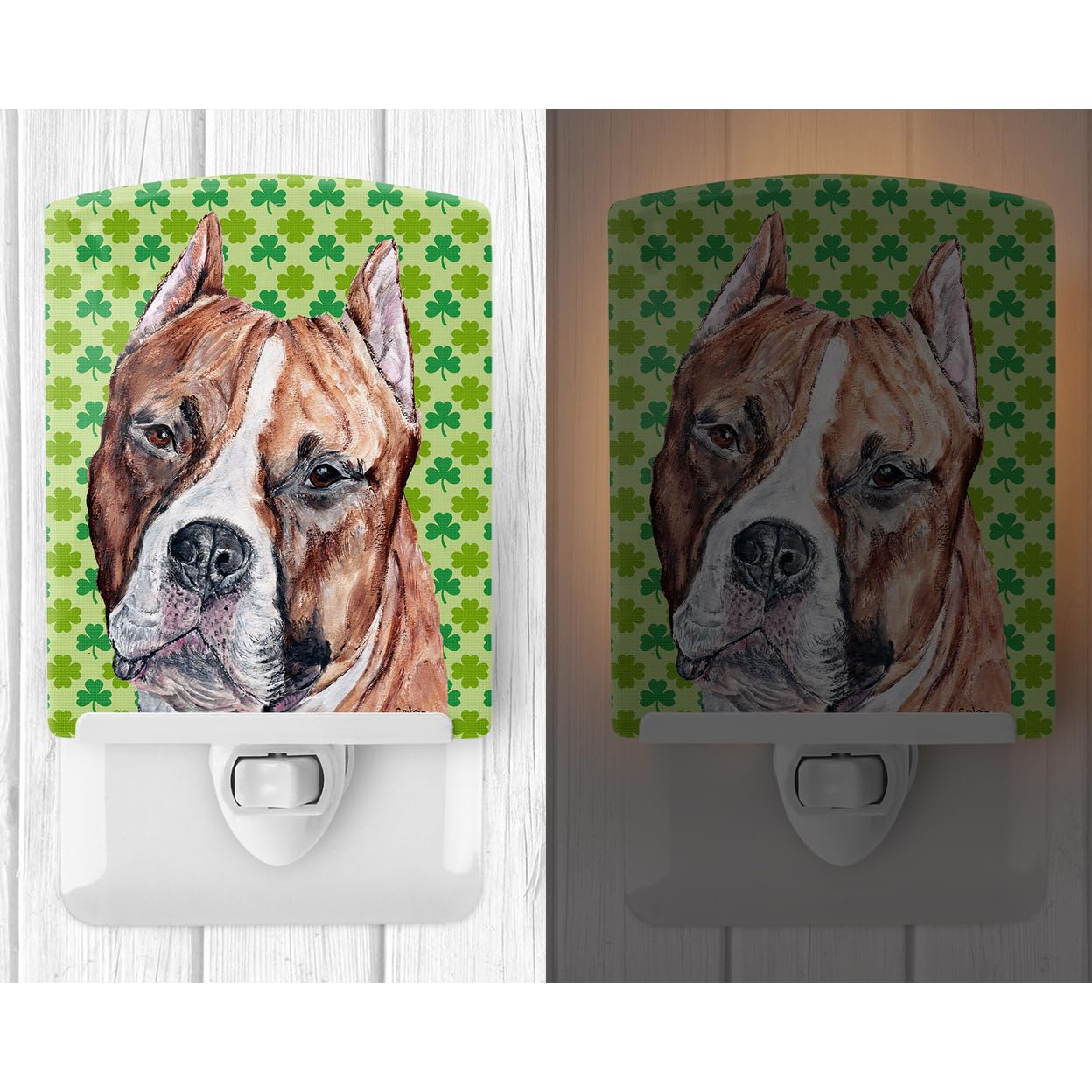 Carolines Treasures Ceramic Night Light Staffordshire Bull Terrier 6x4x3in Multicolor Model SC9728CNL Ideal for Bedroom Bathroom Nursery