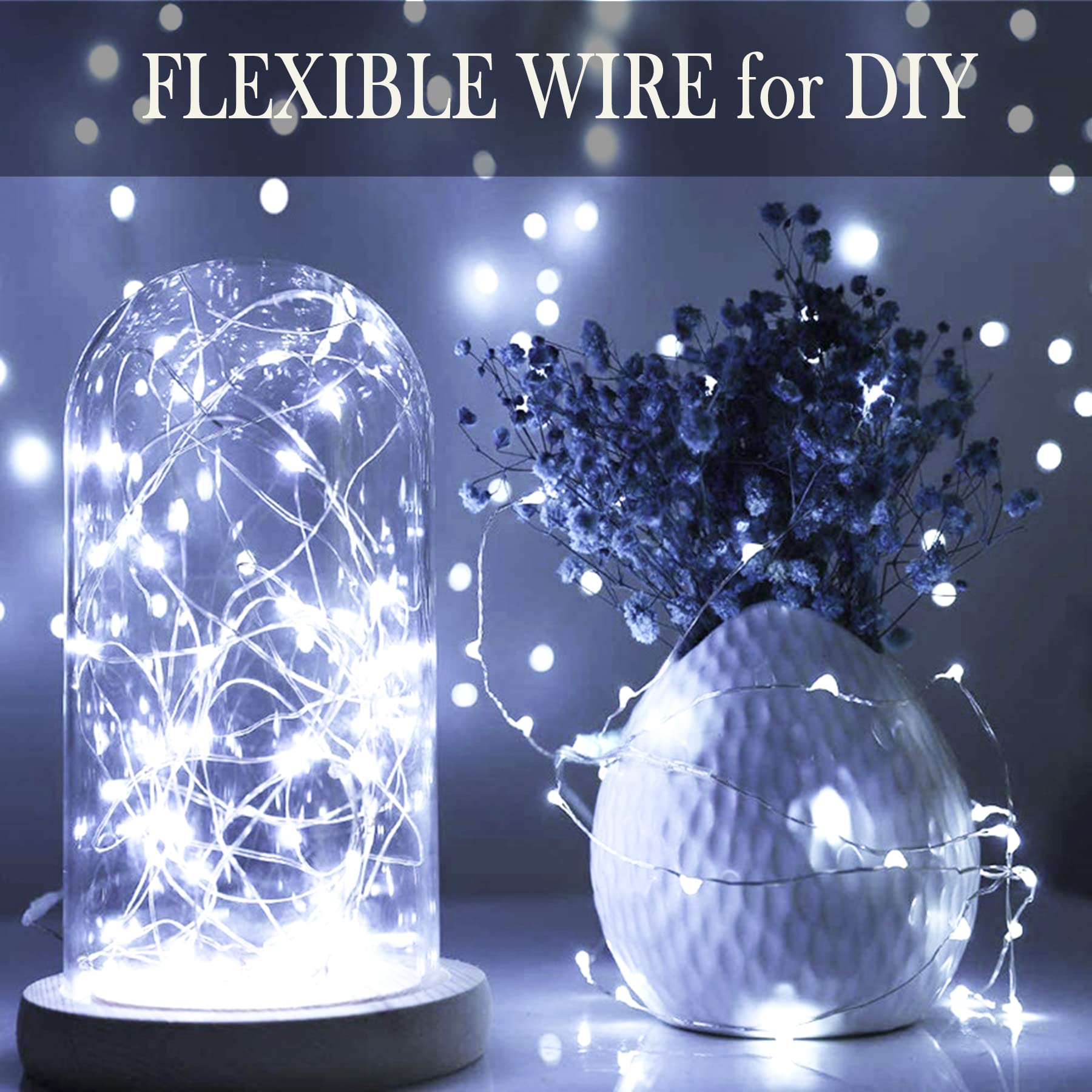 Smilingtown 24 Pack Starry Fairy String Lights, 20 Led Cool White Copper Wire For Decor