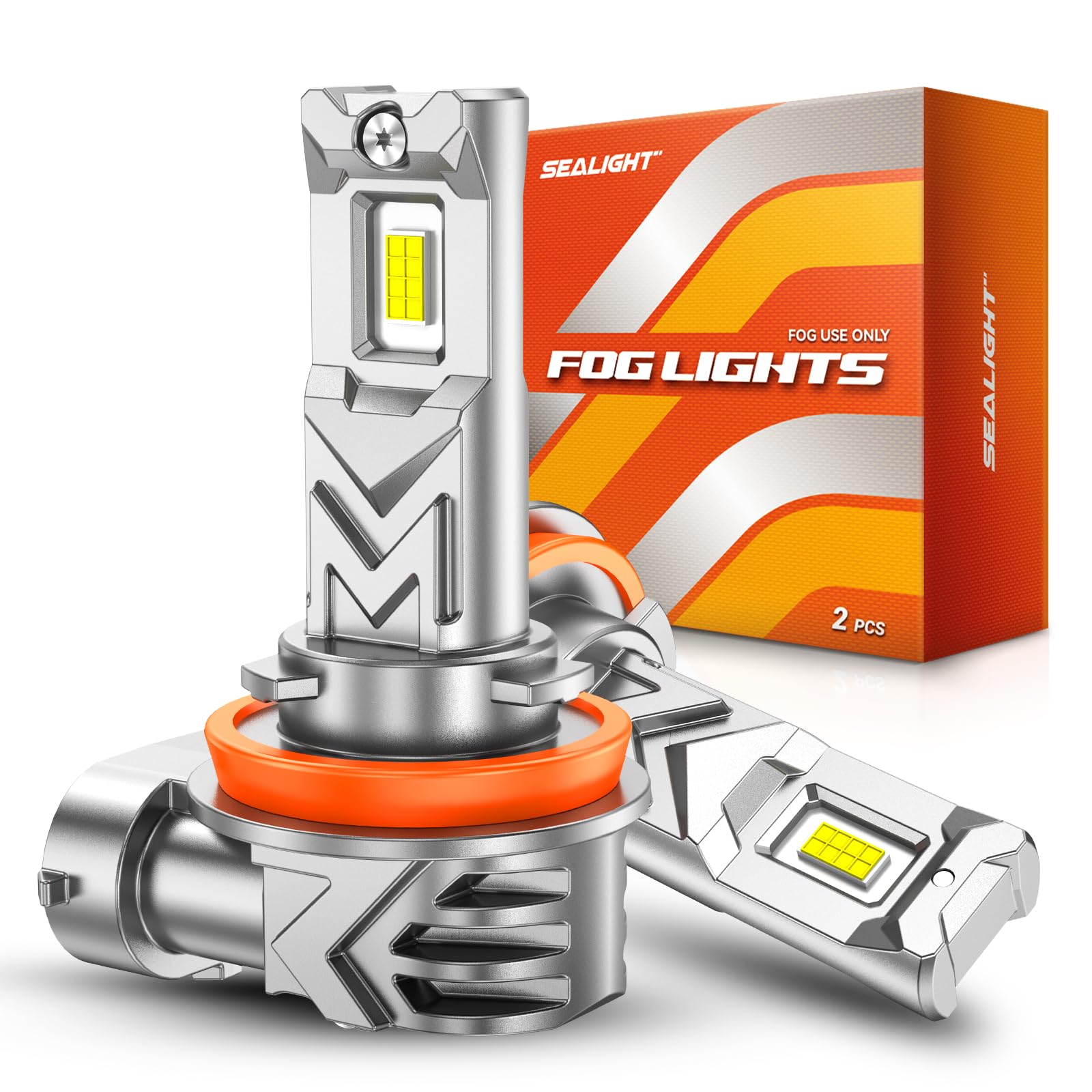 SEALIGHT H11/H16/H8 LED Fog Light Bulb, 14000 Lumens, 6500K White, Pack of 2