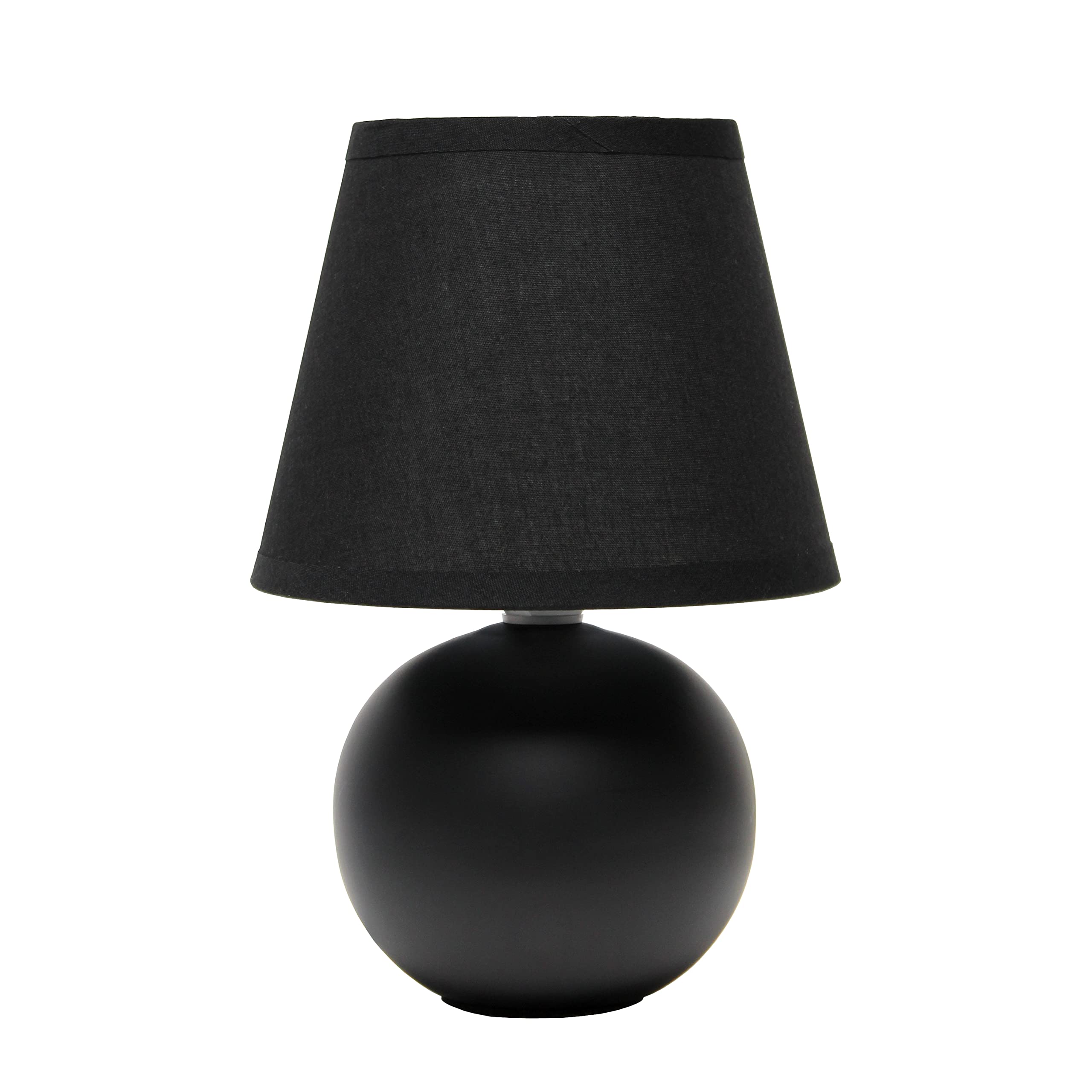 Simple Designs Lt2008-Blk Mini Ceramic Globe Table Lamp With Matching Fabric Shade, Black