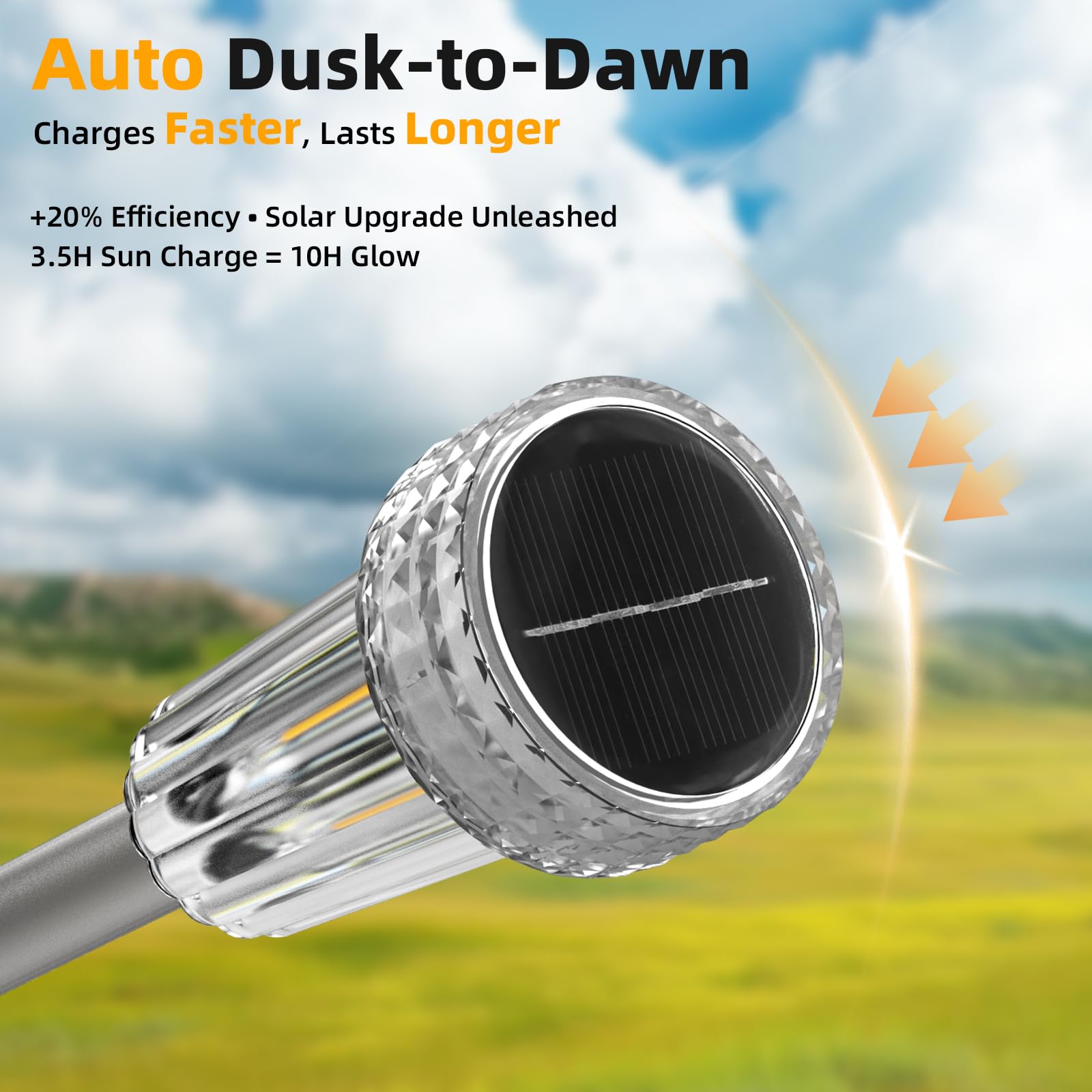 DERAYSION Solar Pathway Lights, 8 Pack Waterproof Stainless Steel, Auto Dusk-to-Dawn, 2700K Warm White, Model XDQ8P-57