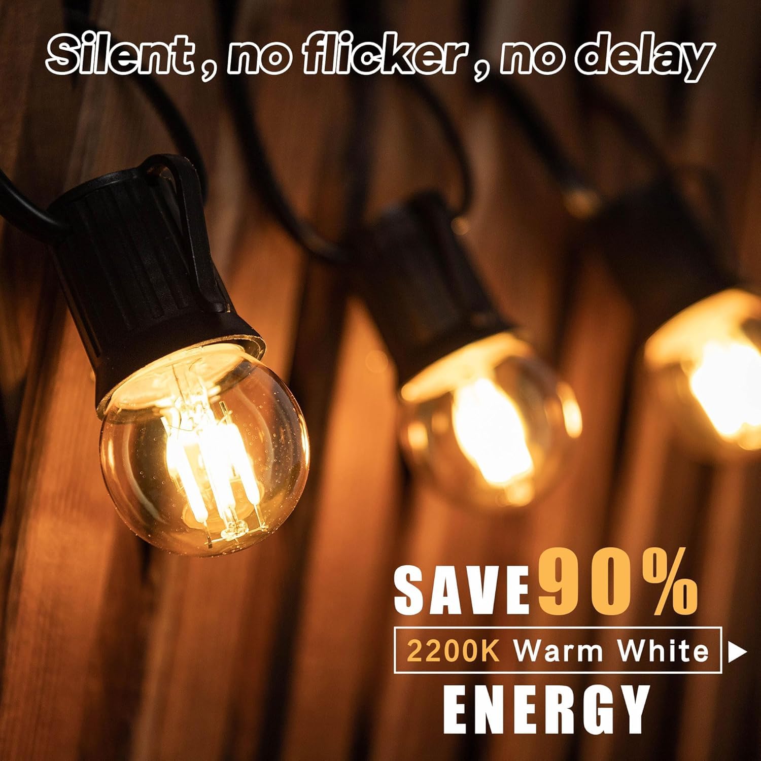 Grensk 3W G40 LED Light Bulbs, Dimmable E26 Base, Warm 2200K, Amber Glass, 6-Pack