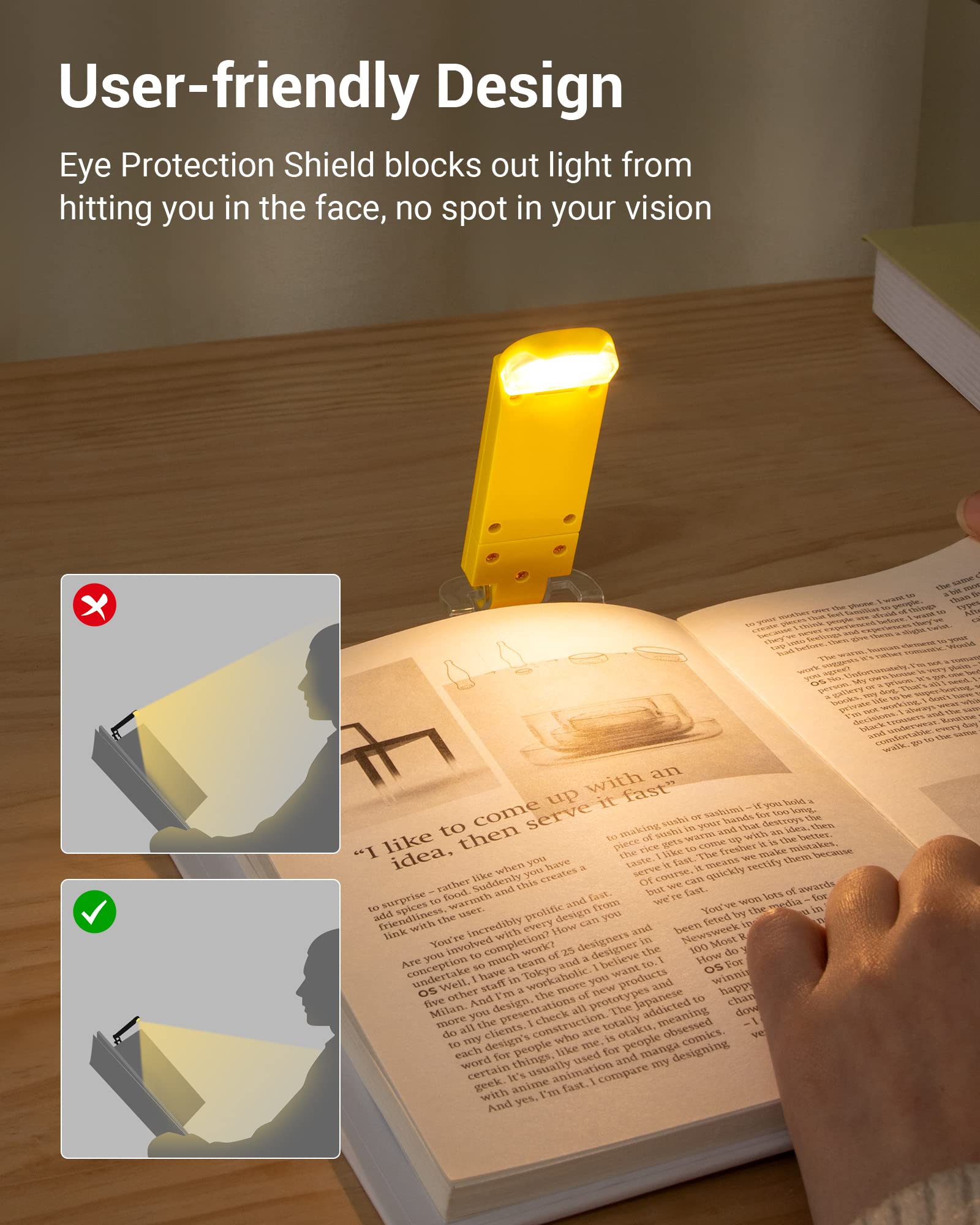 Dewenwils Rechargeable Book Light For Reading In Bed, Warm White, Brightness Adjustable For Eye Care, Led Clip On Book Lights Fo