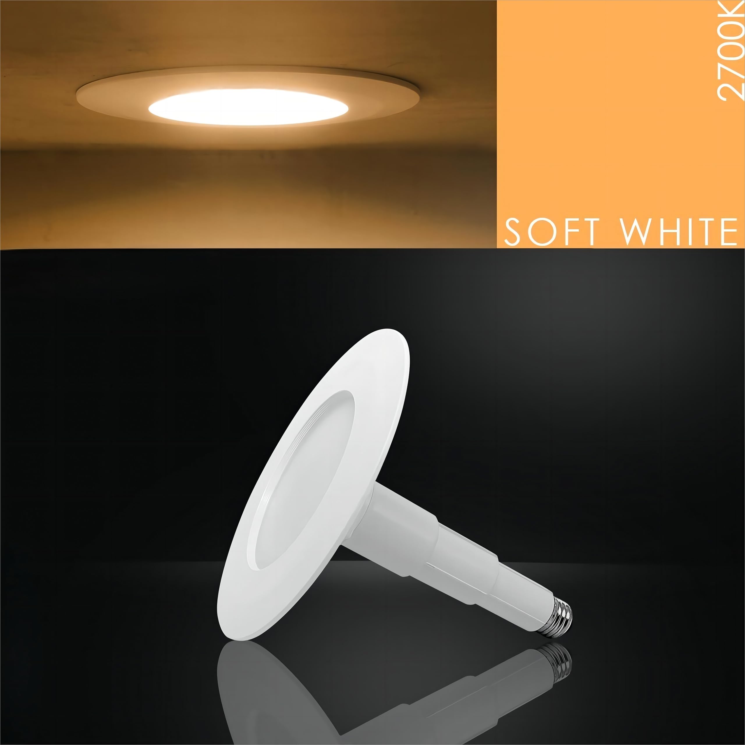 Jolux 4-Pack 5/6 LED Can Lights Retrofit Recessed Lighting,12W=60W,2700K SoftWhite,800 Lumens,Dimmable Adjustable Retrofit Downl