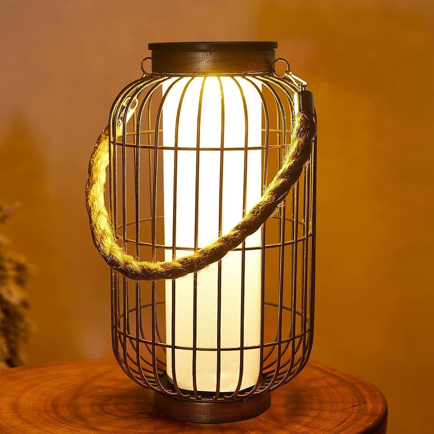 baterysu Solar Lantern - Waterproof LED Hanging Light, Retro Metal, Bronze, Model HIA512.V7, Ideal for Outdoor Garden, Patio, Porch, Walkway