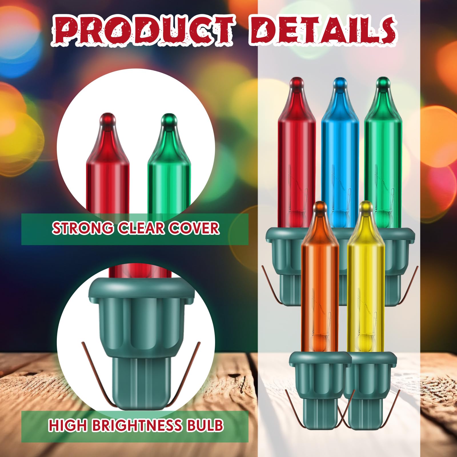 Mudder 100 Pcs Replacement Mini Light Bulbs Christmas Tree 2.5 V Incandescent Glass String Light Bulbs With Base Indoor Outdoor Xmas Decoration  0.17 Ampere  0.425 Watt (Multicolored)