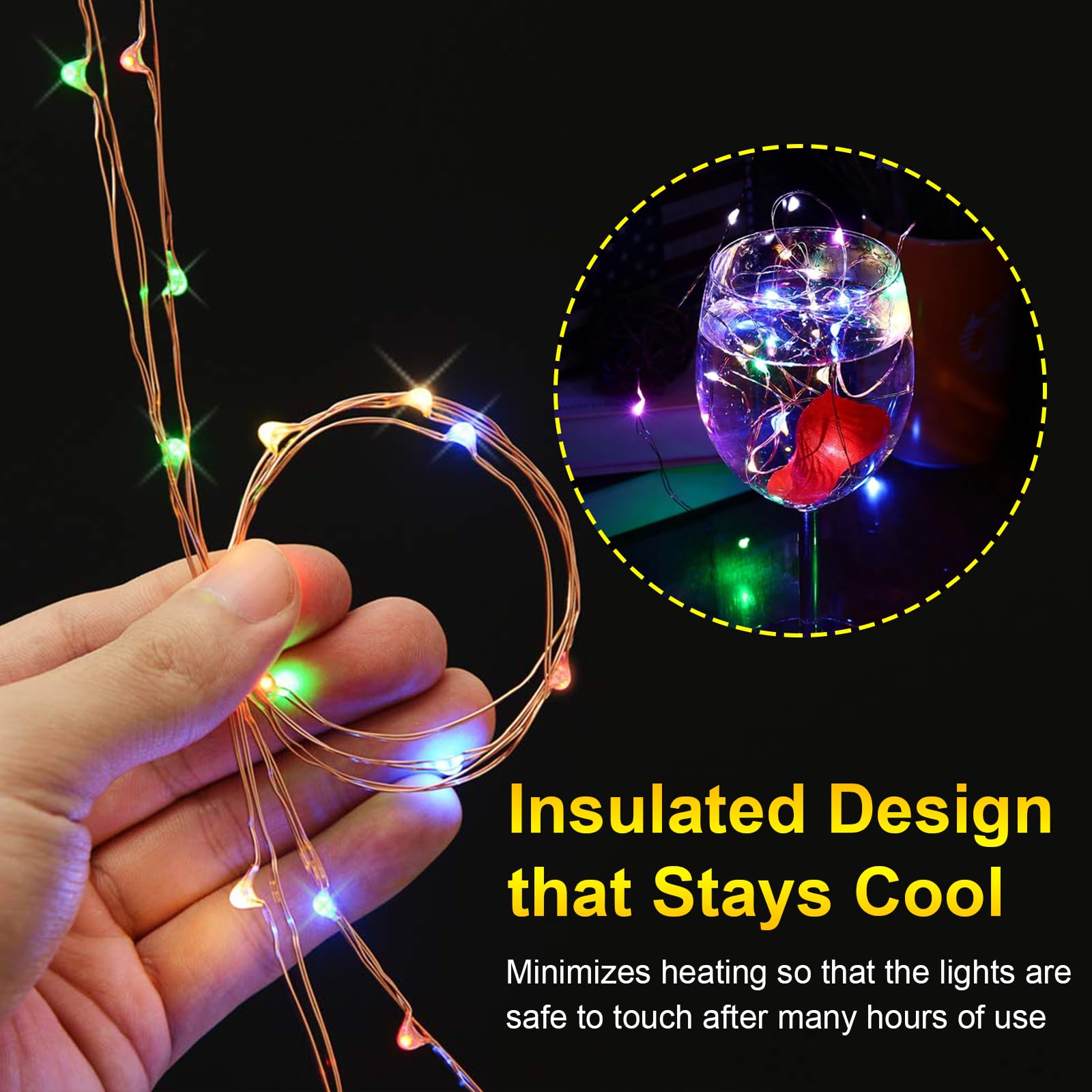 FWYWNL USB Fairy Light, Colorful 16ft 50 LED String Lights, Remote Control, Waterproof, 1 Pac