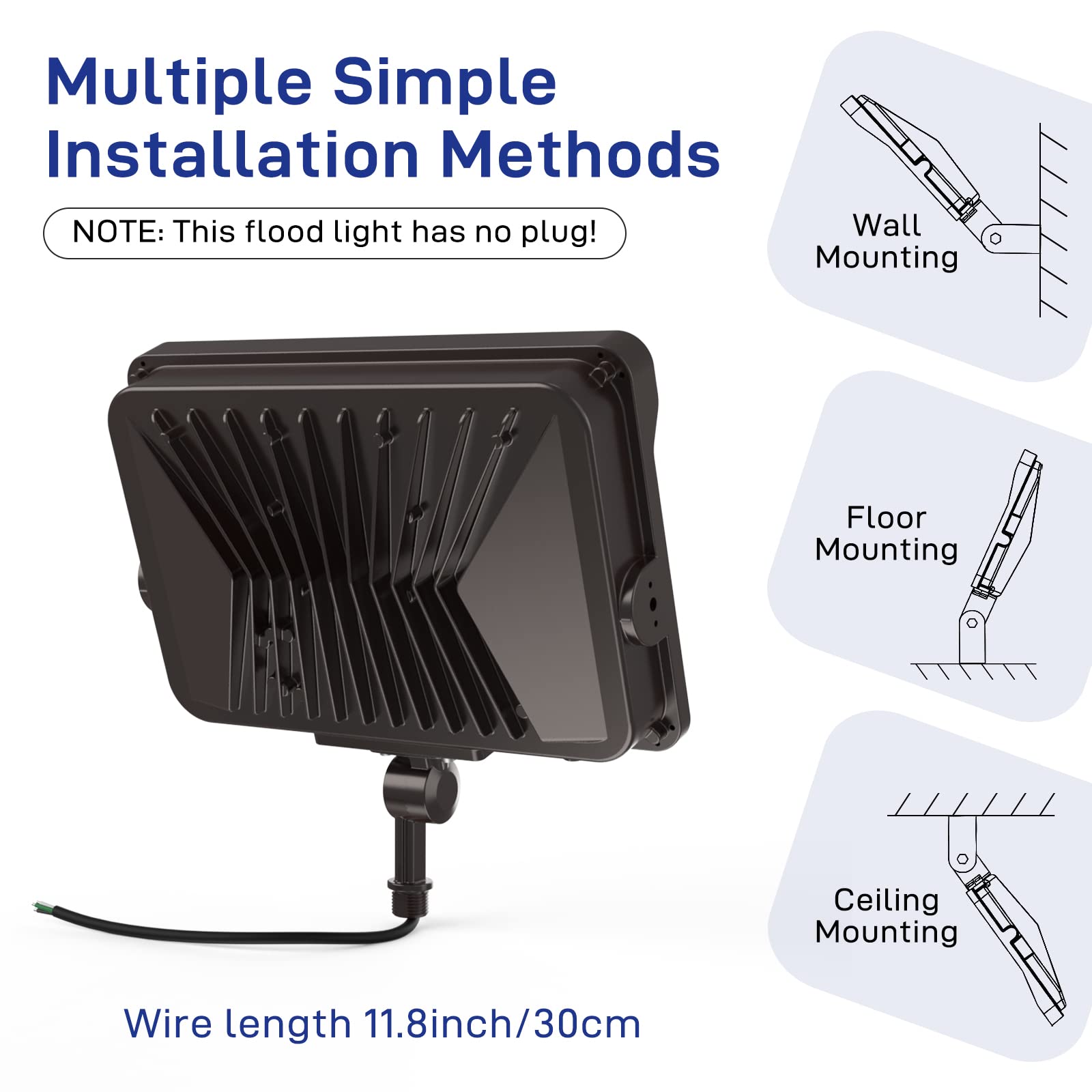 HYPERLITE 100W LED Flood Light 11000LM, IP65 Waterproof, Bronze Finish for Outdoor Use